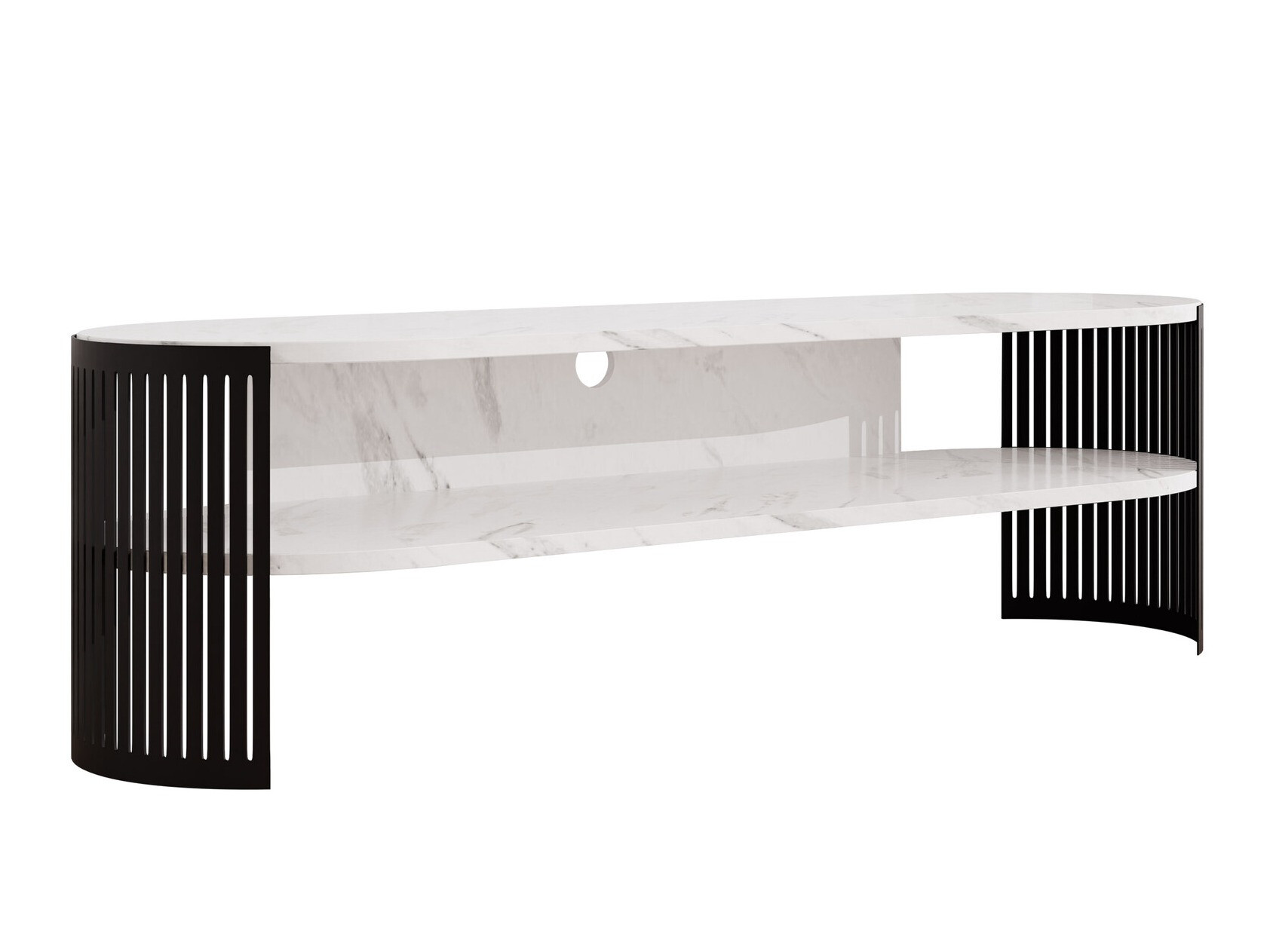 TV stand Evanola 109 (Black + White marble)