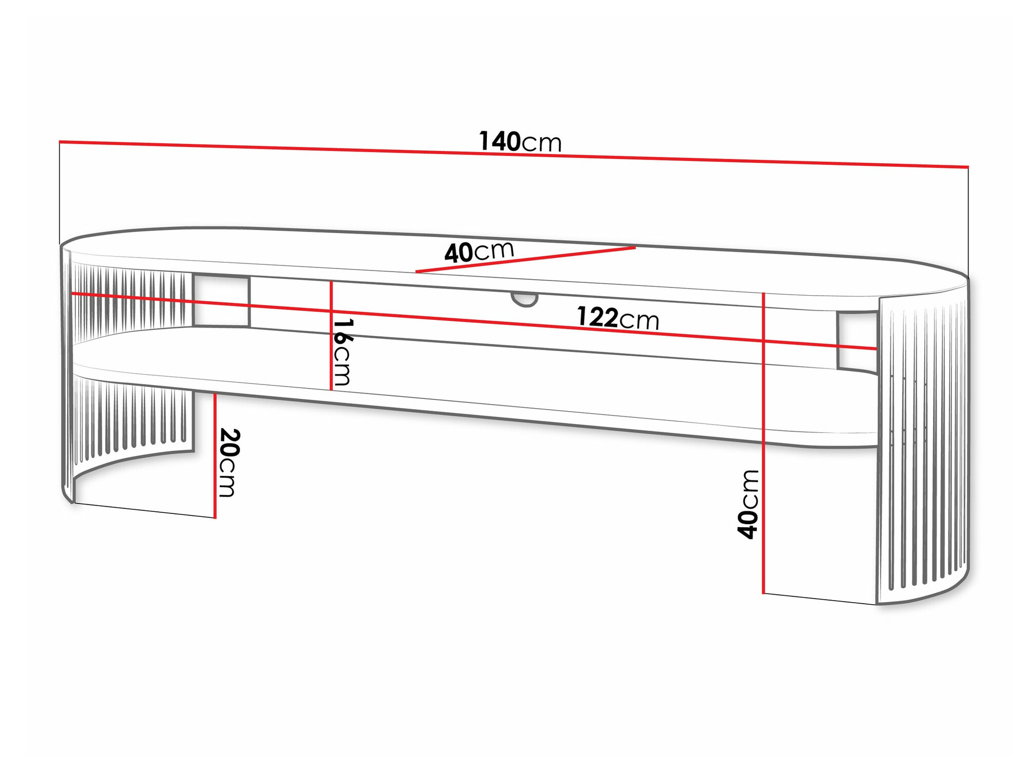 TV stand Evanola 109 (Black + White)