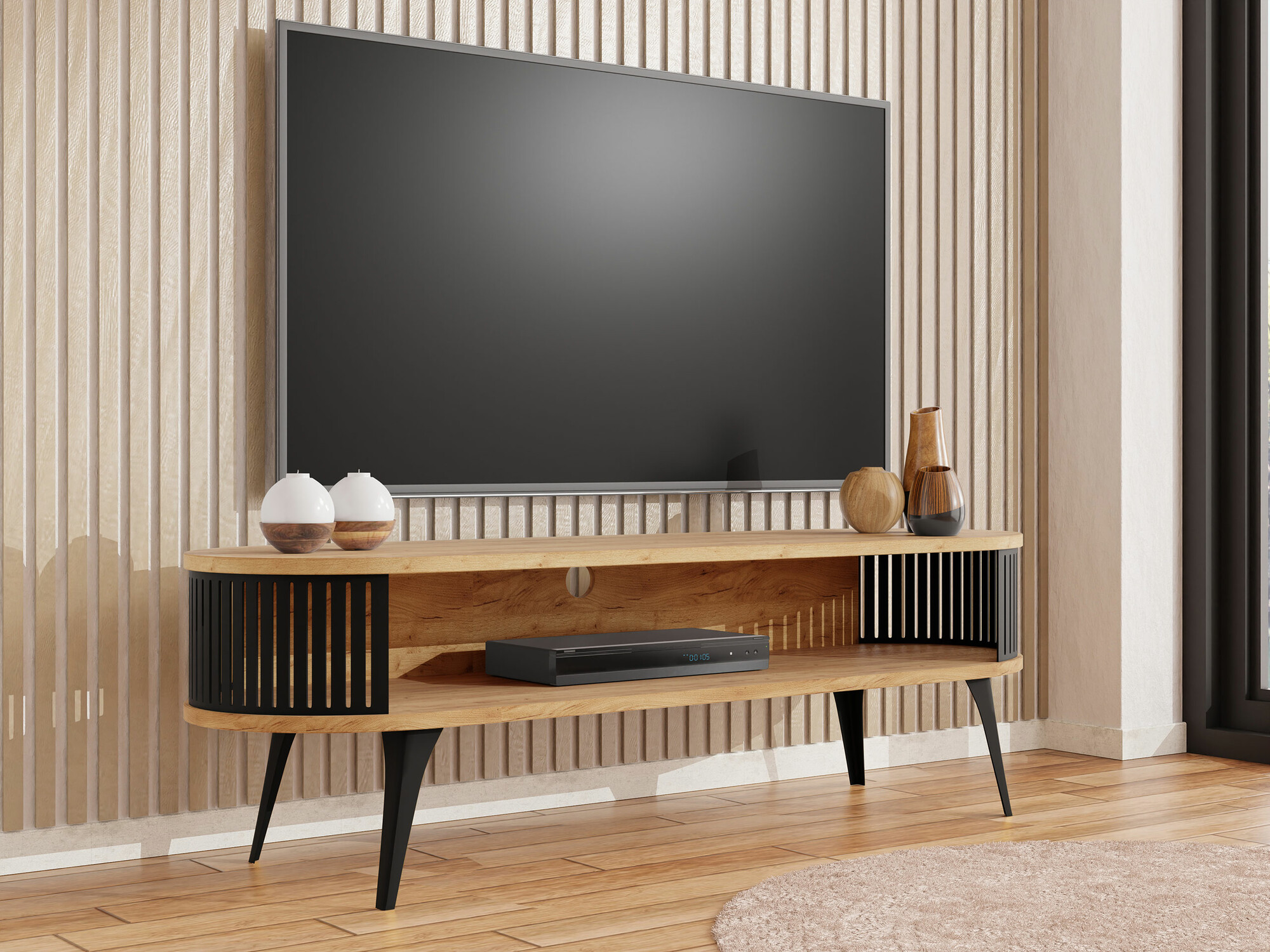 TV stand Sordore 108 (Black + Craft golden oak)