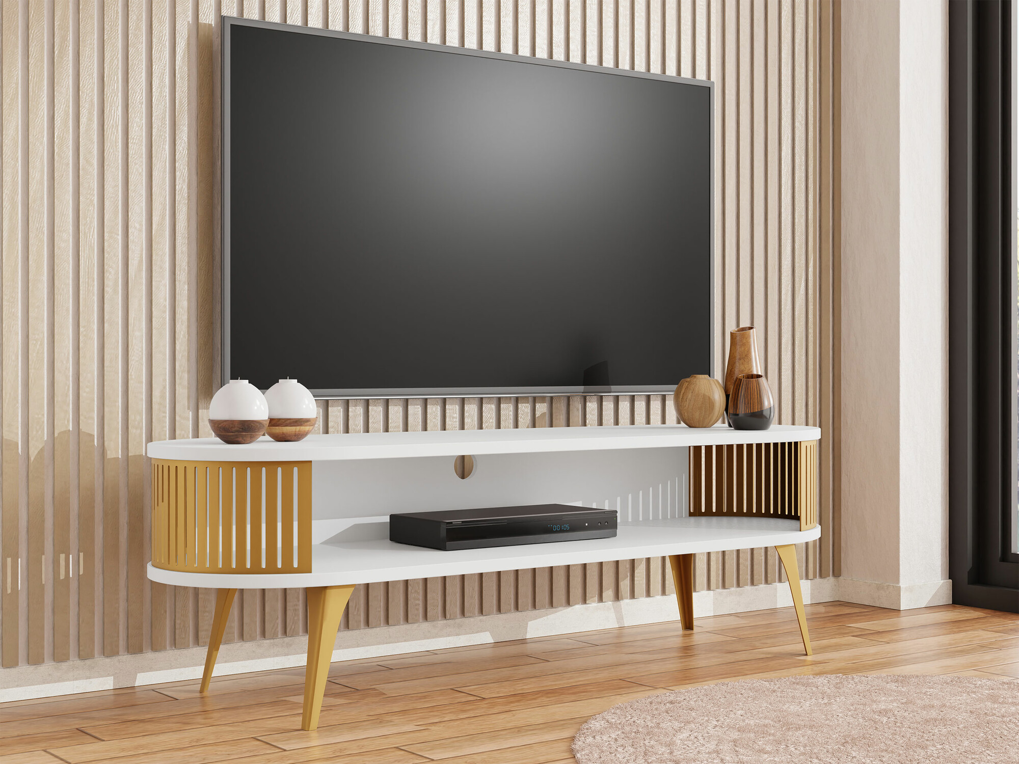 TV stand Sordore 109 (Golden + White)