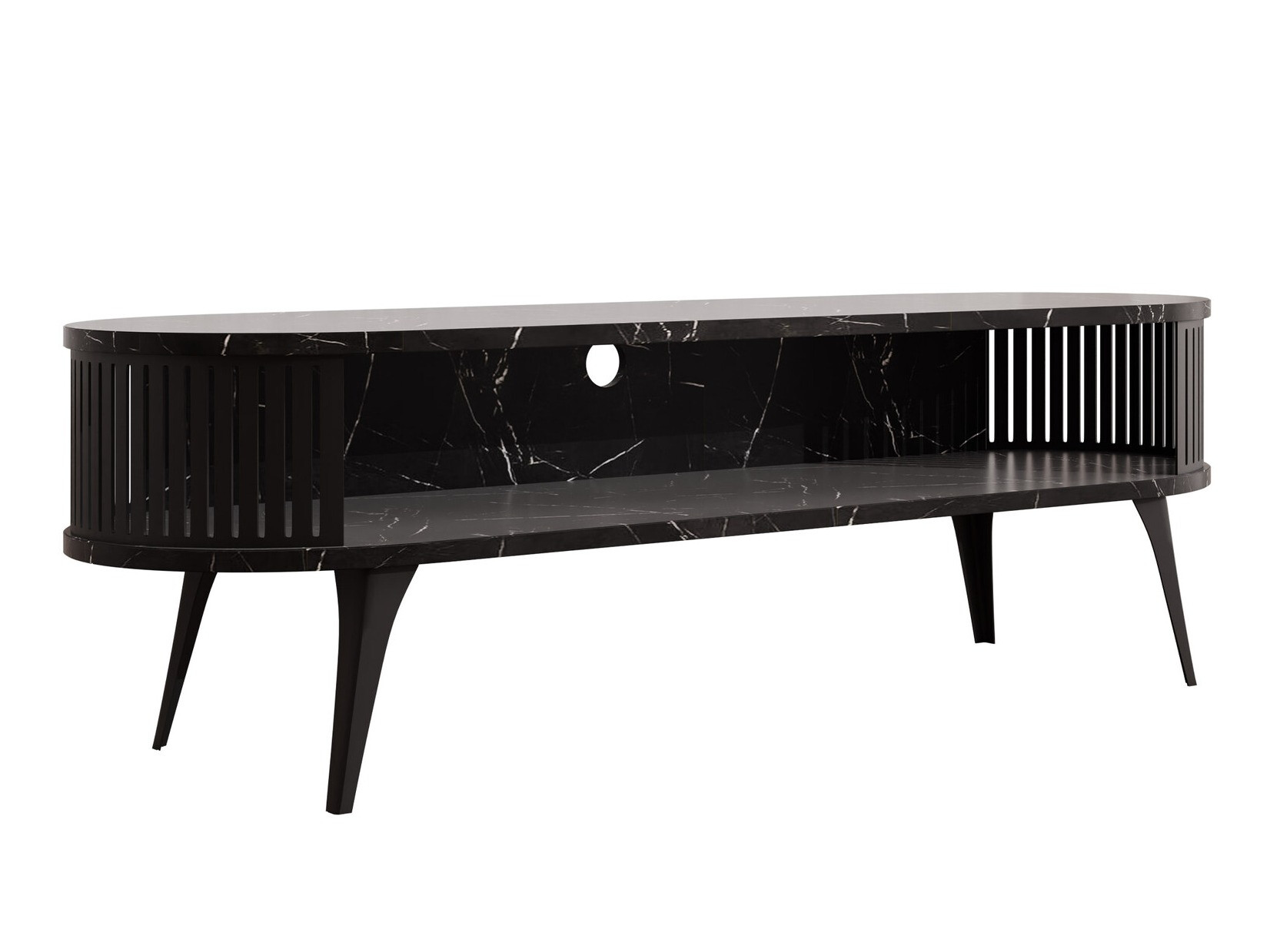 TV stand Vitum (Black + Black marble)