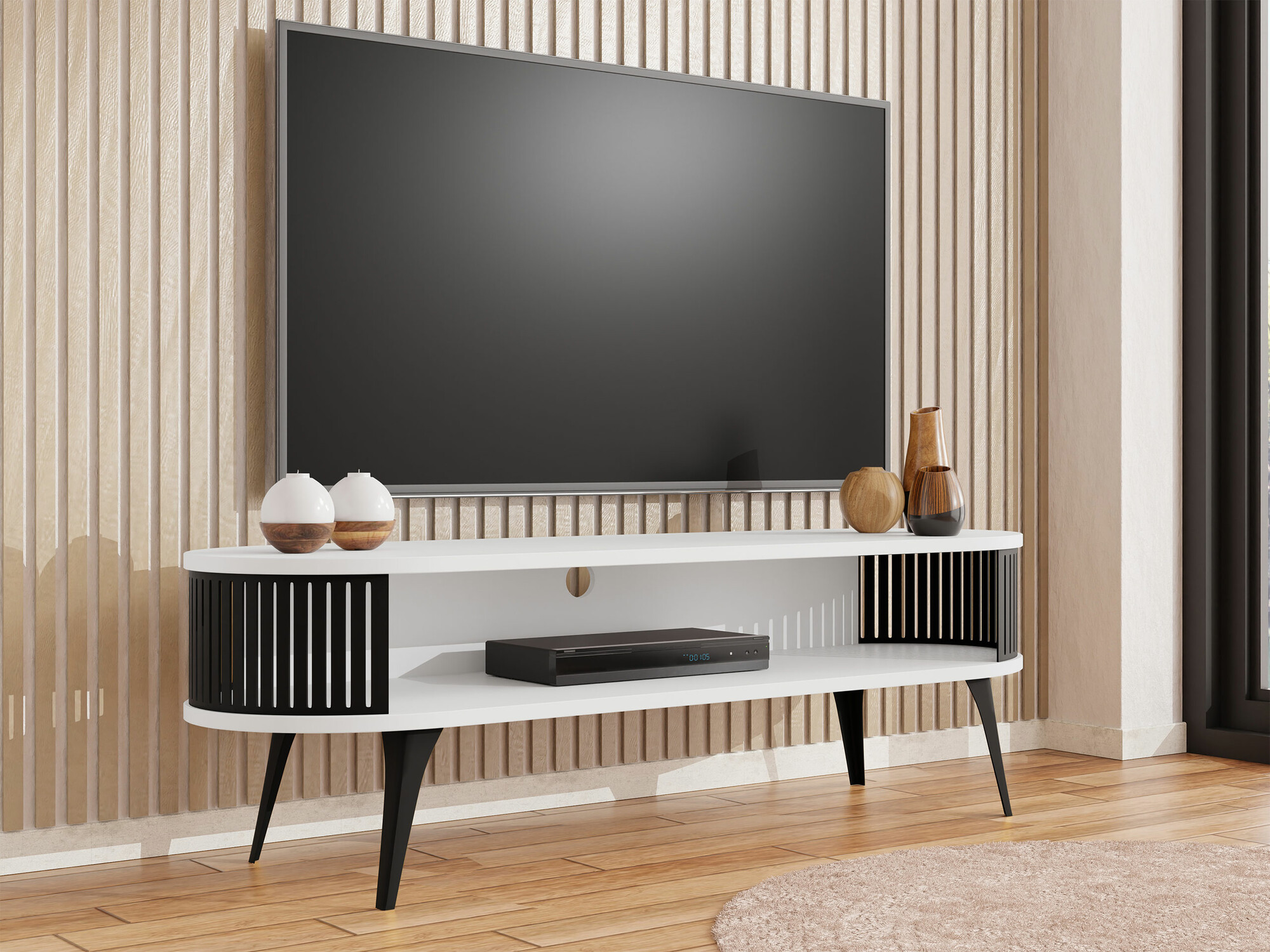 TV stand Vitum (Black + White)