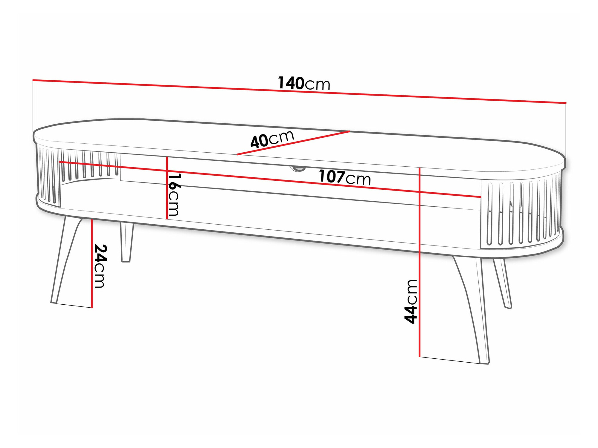 TV stand Vitum (Black + White)