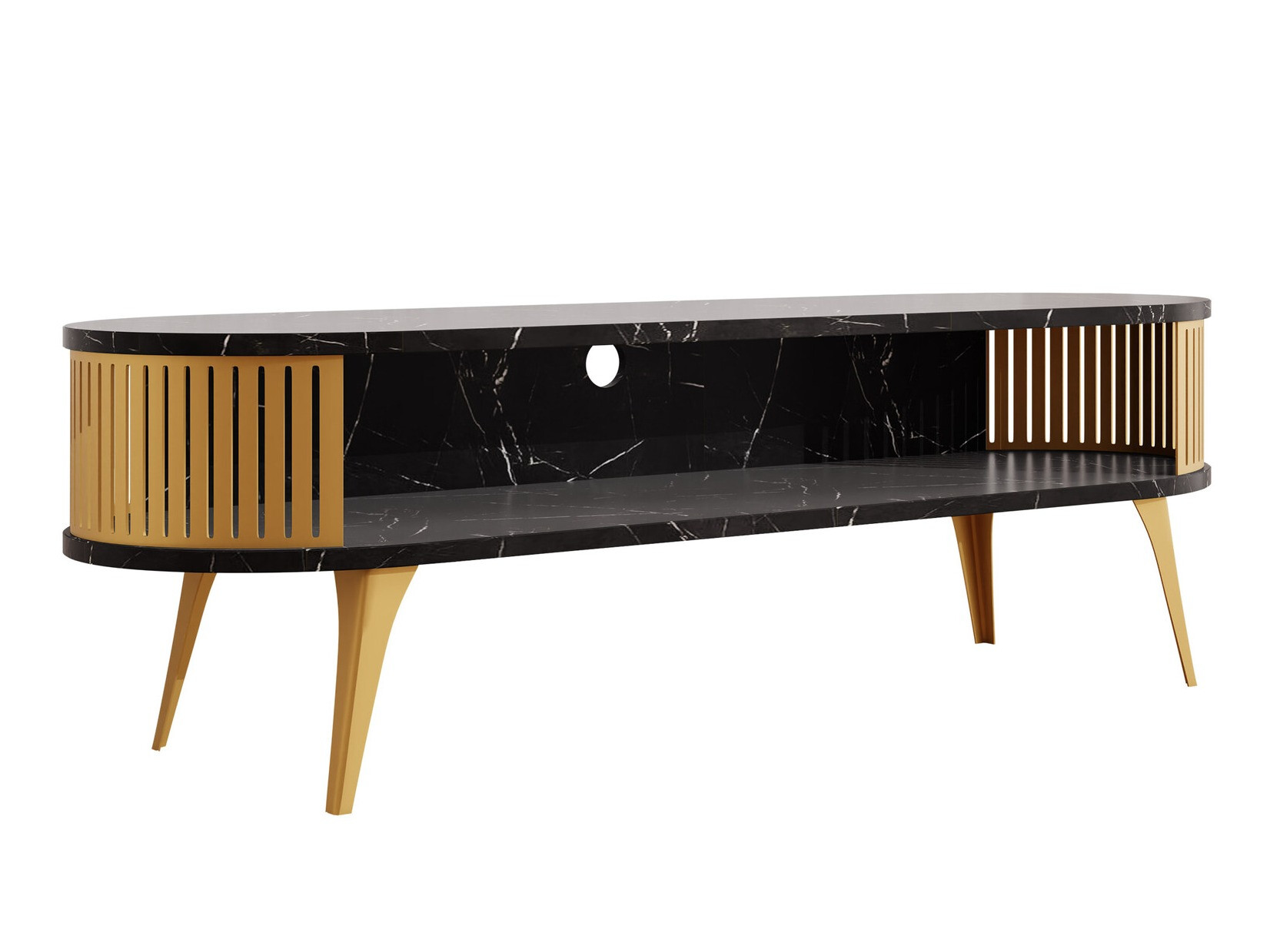 TV stand Vitum I (Golden + Black marble)