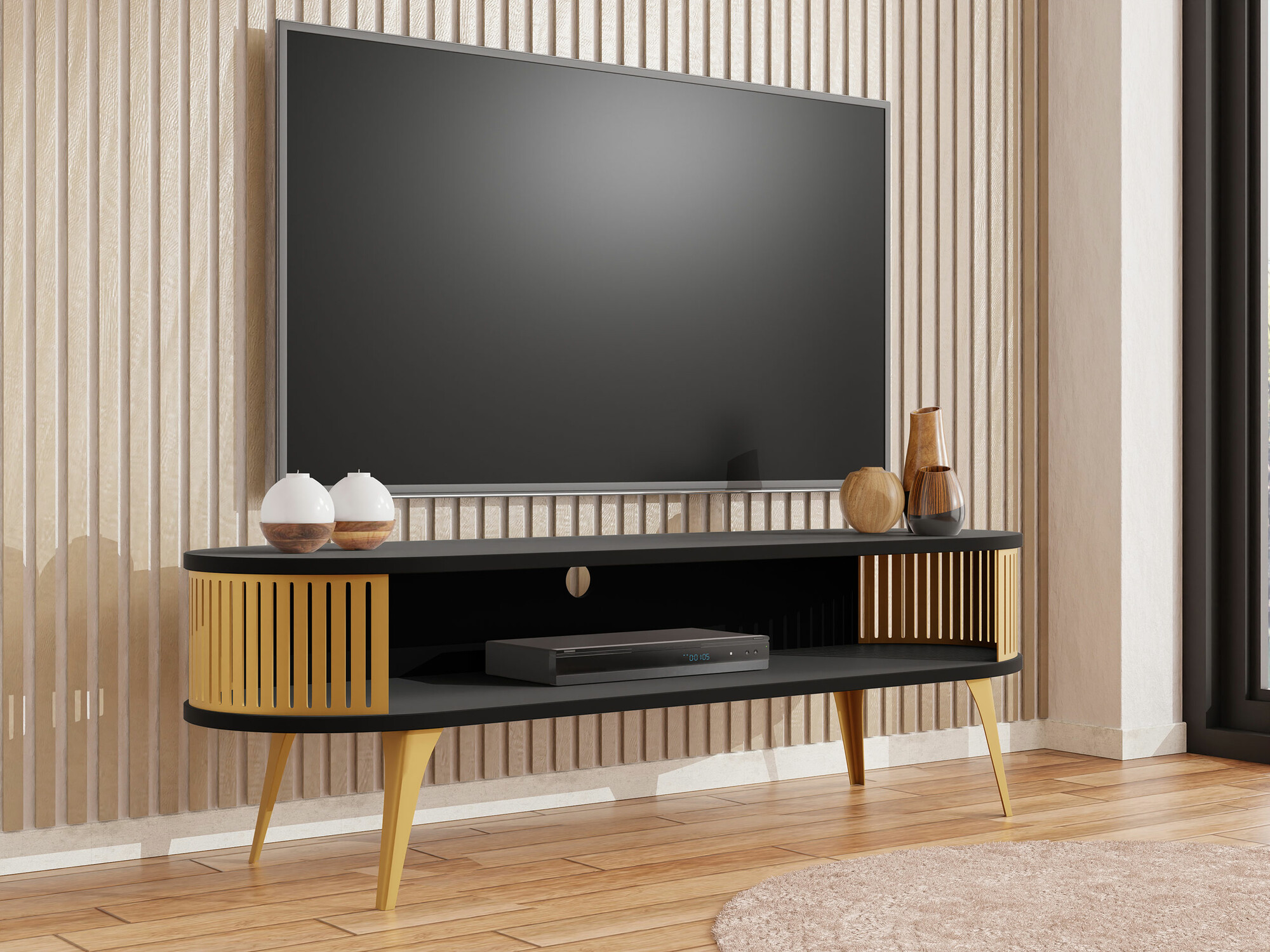 TV stand Vitum I (Golden + Black)