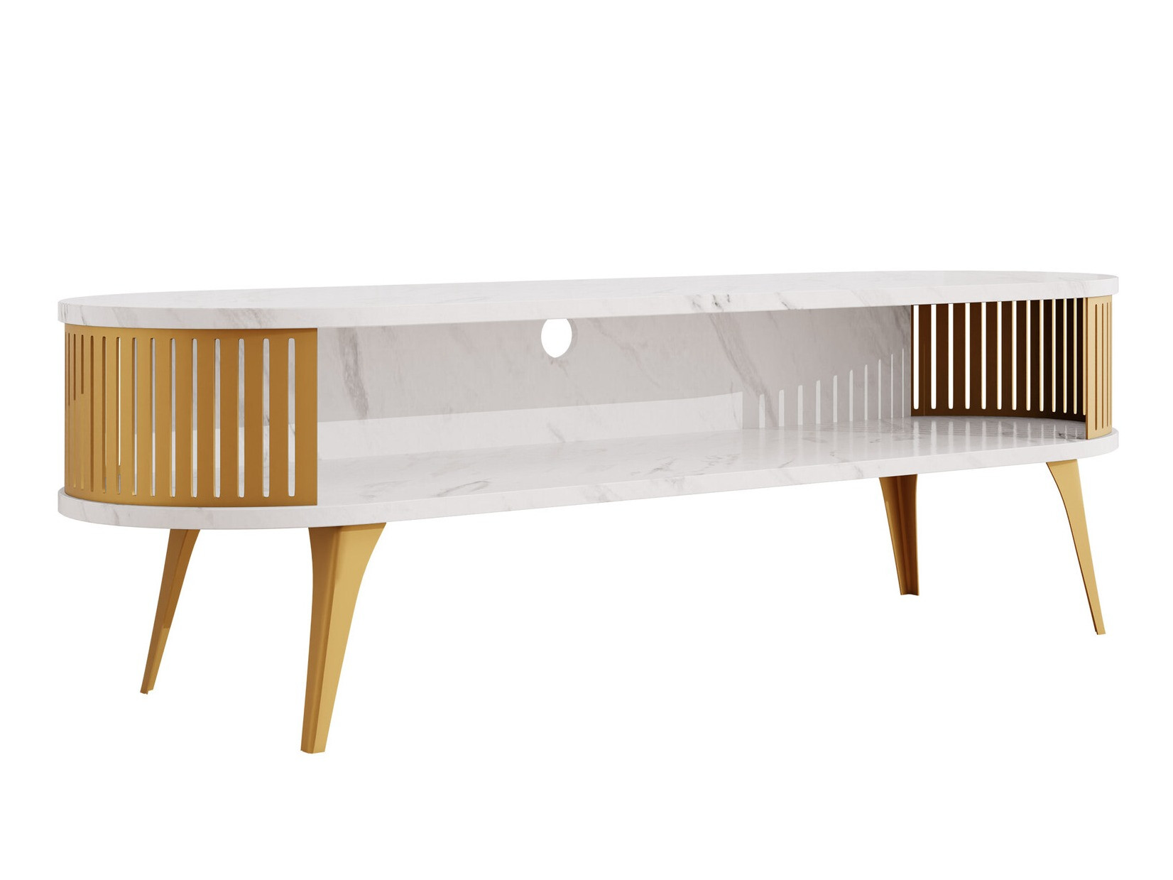 TV stand Vitum I (Golden + White marble)