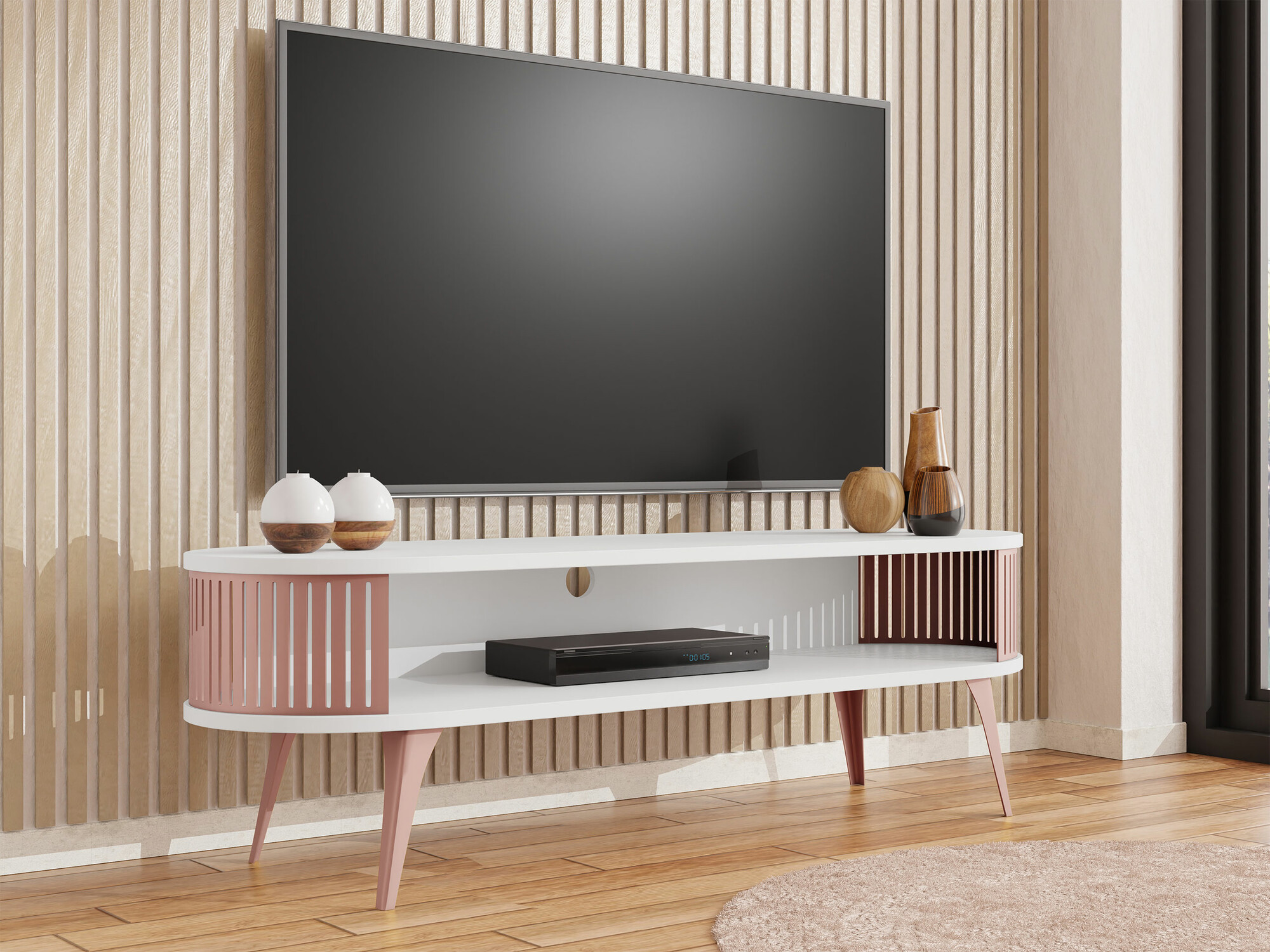 TV stand Vitum II (Pink + White)