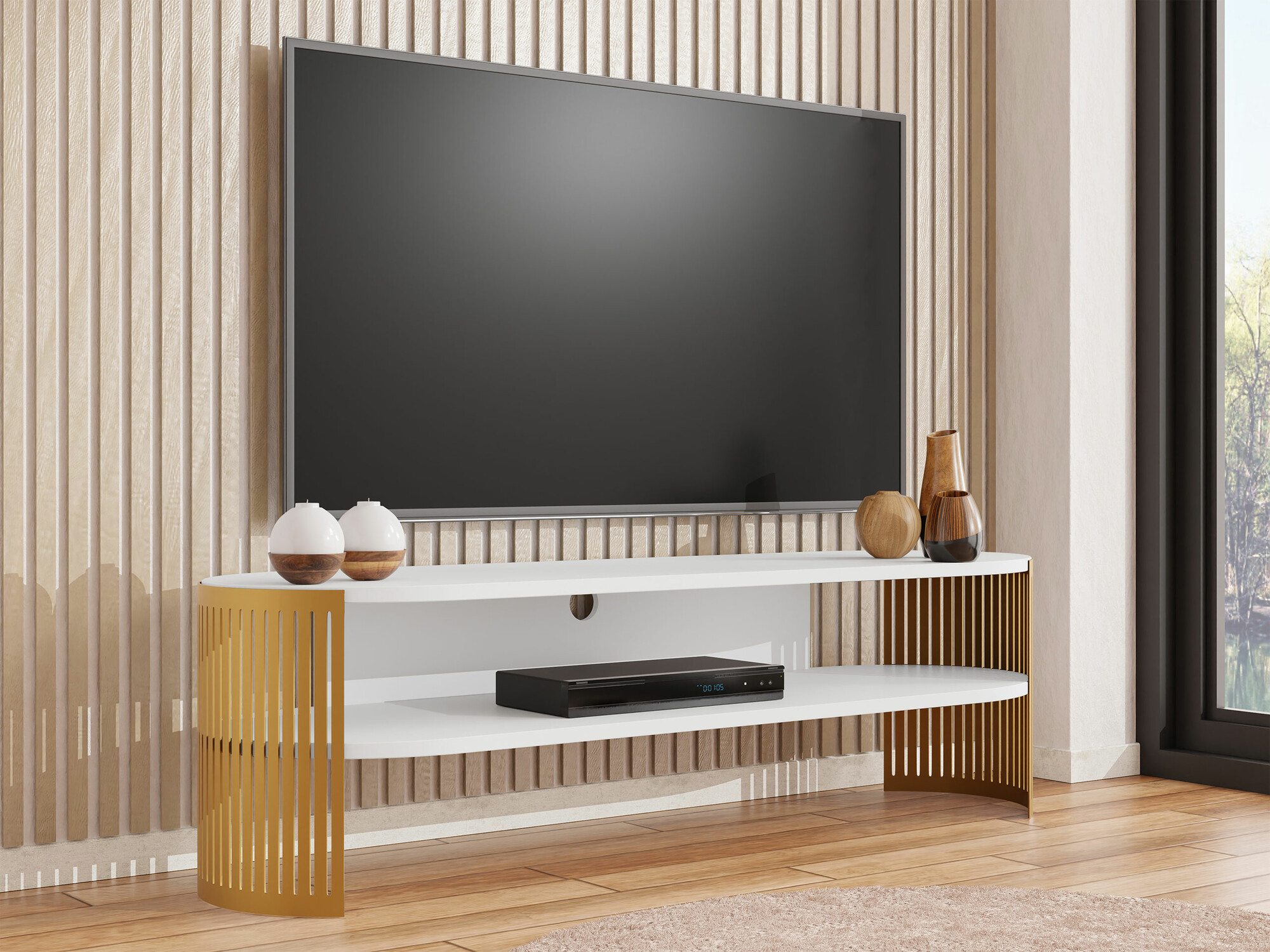 TV stand Sordore 122 (Golden + White)