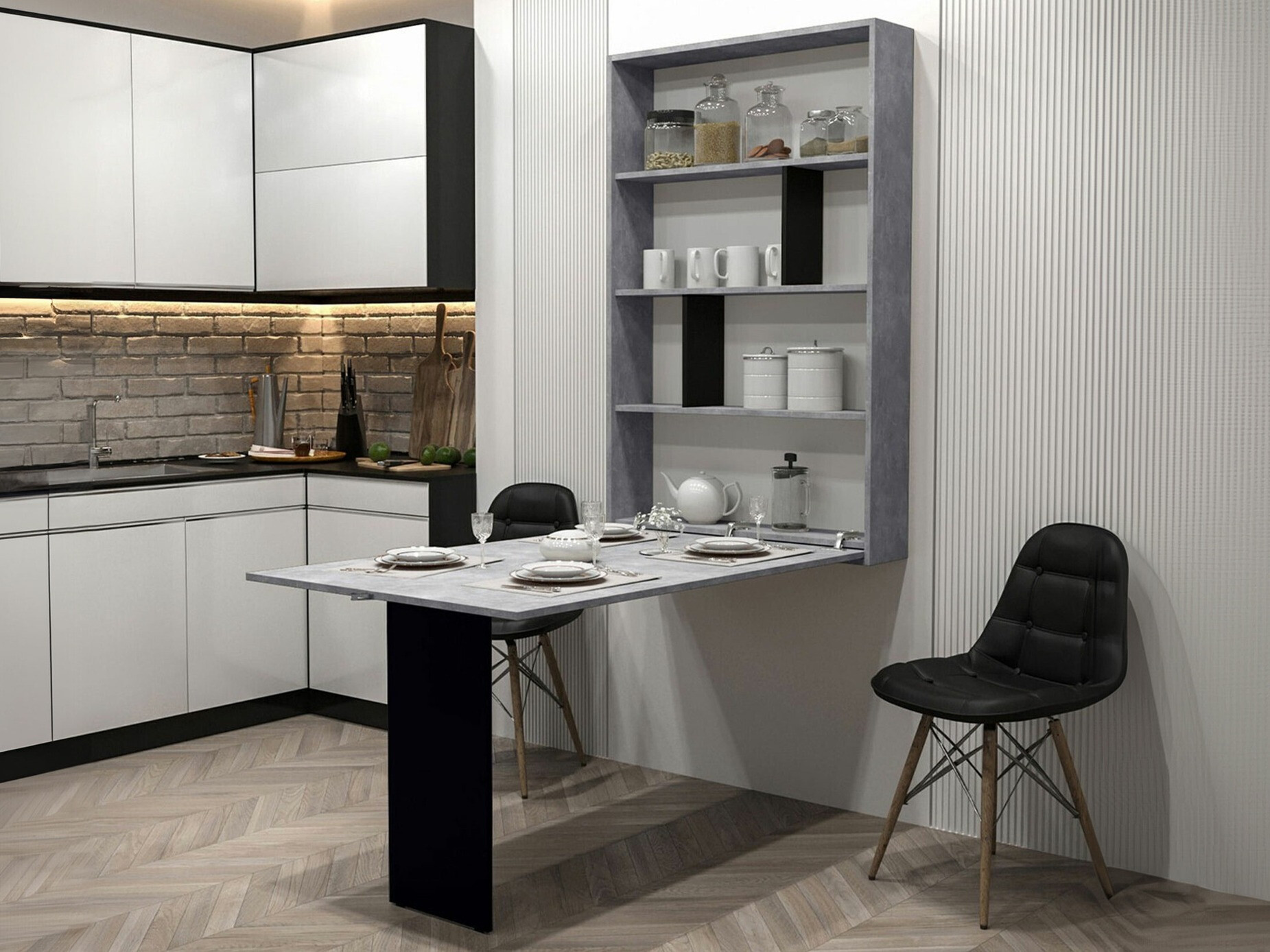 Folding table Hartford 428 (Black + Concrete)