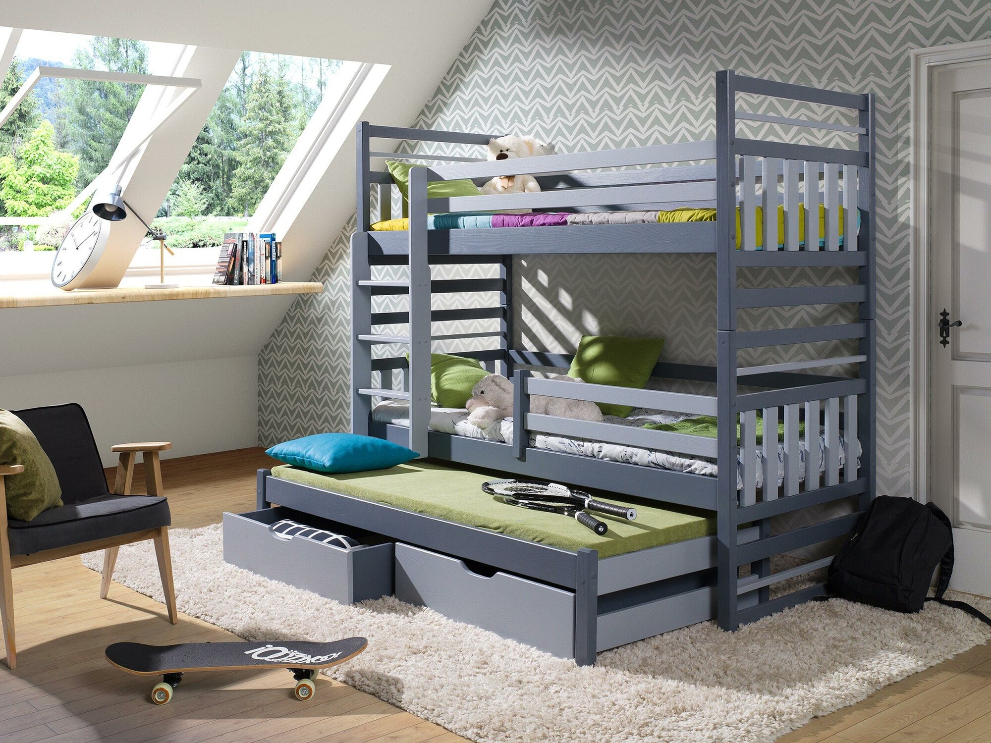 Bunk bed Henderson 123 (Graphite + Grey)