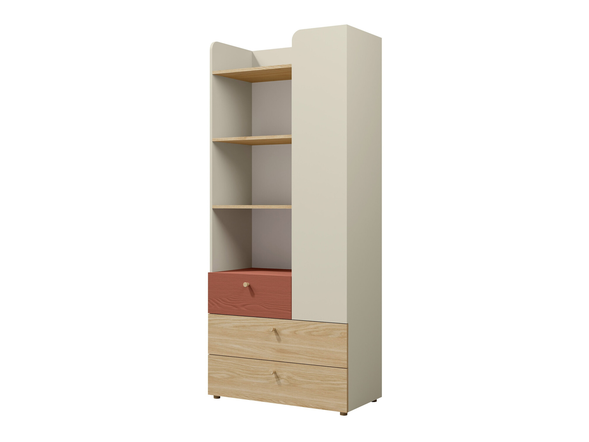 Bookcase Domcali 102 (Coral + Oak)