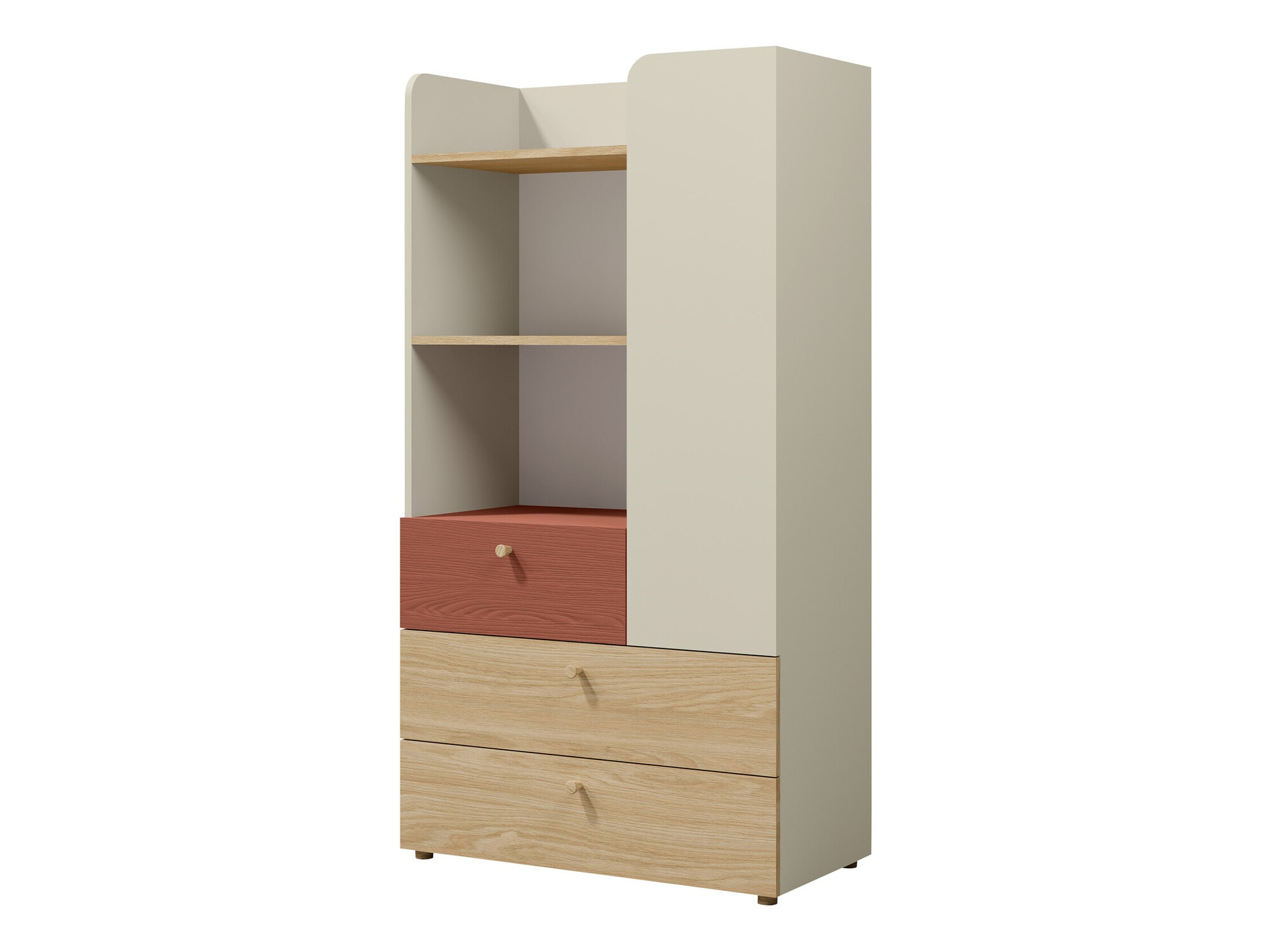 Bookcase Domcali 105 (Coral + Oak)