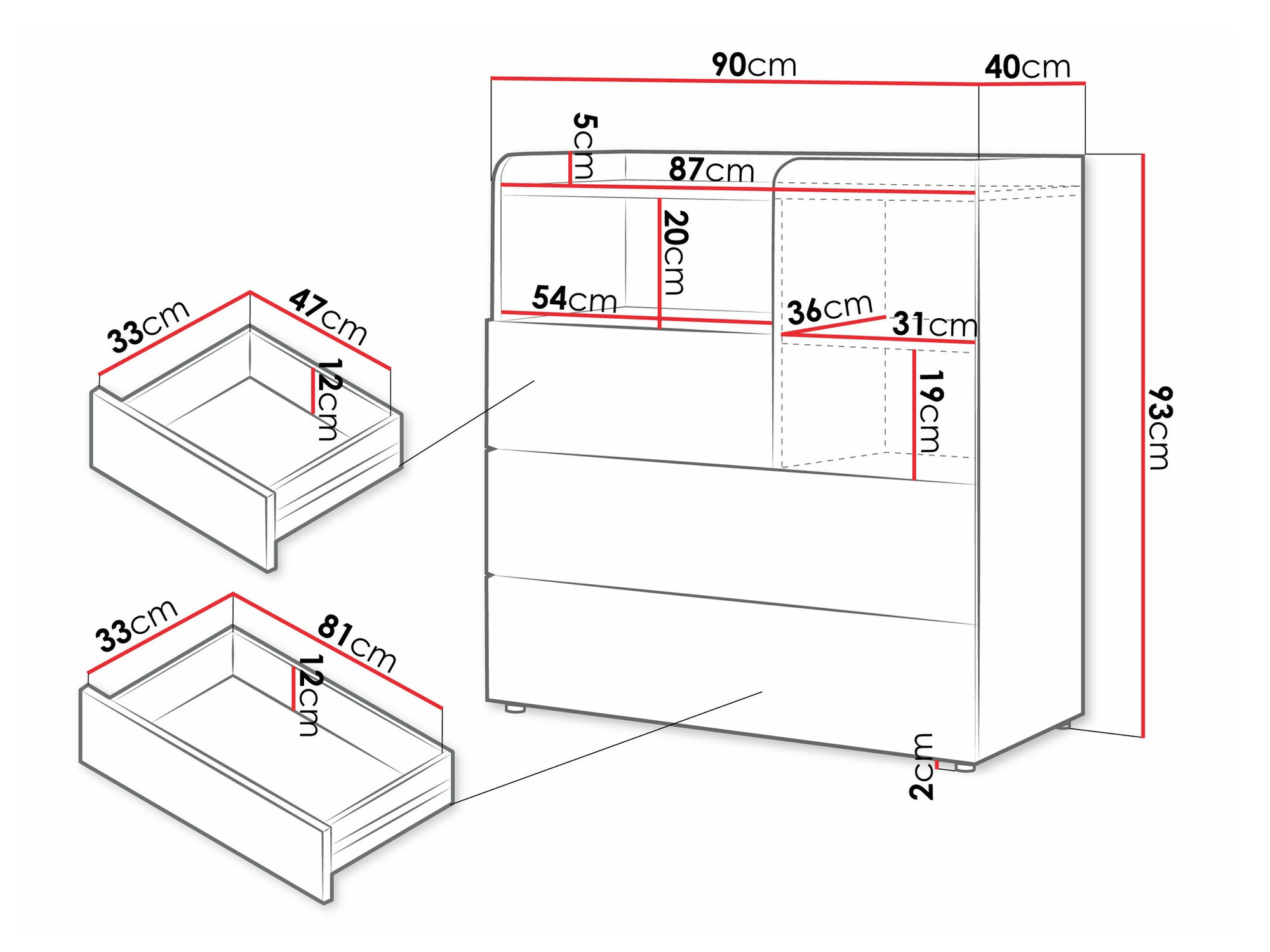 Chest of drawers Domcali 109 (Grey + Oak)