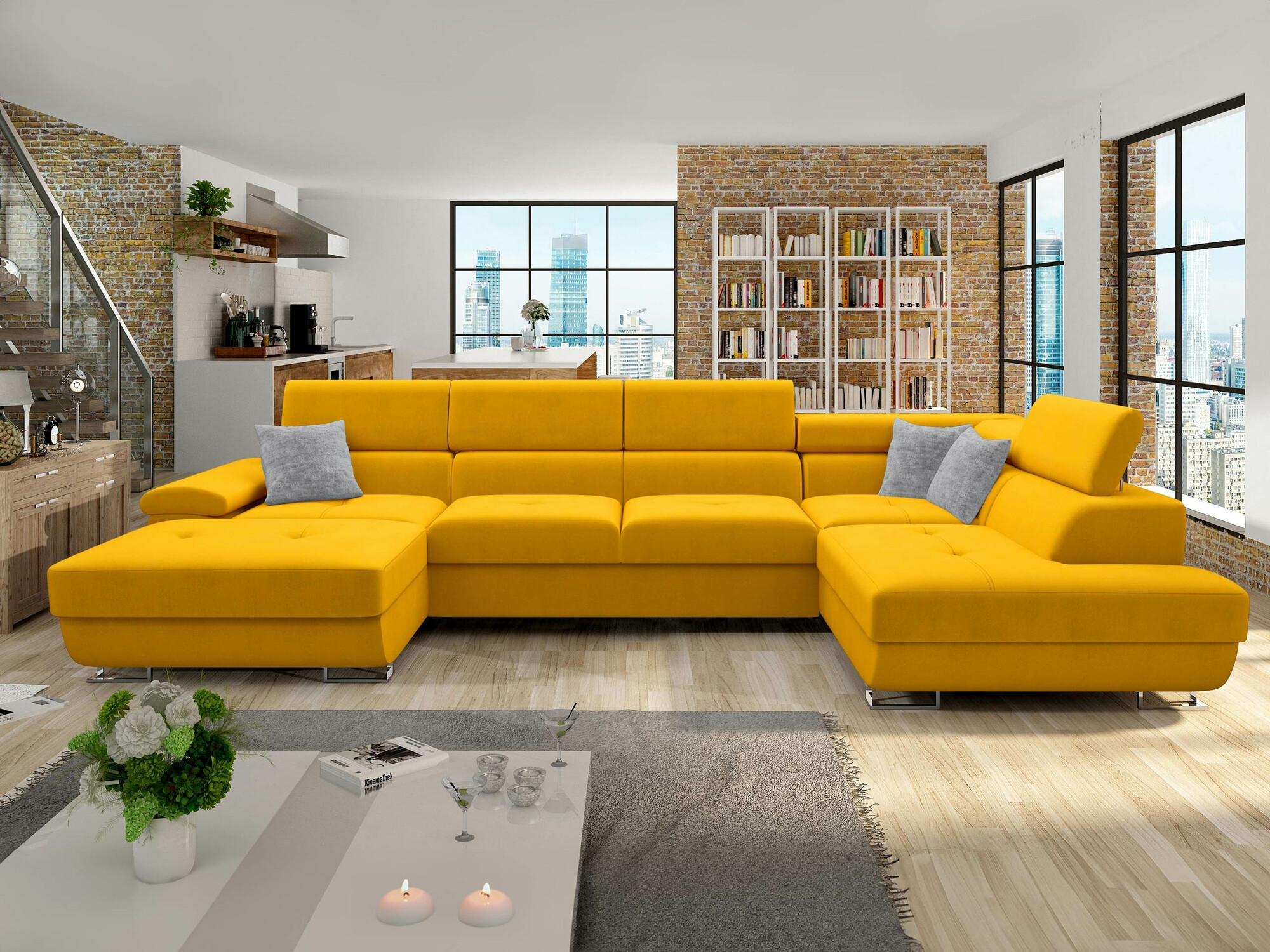 Corner sofa Comfivo Ruta VI (Venus Velvet 2916 + Miu 2059)