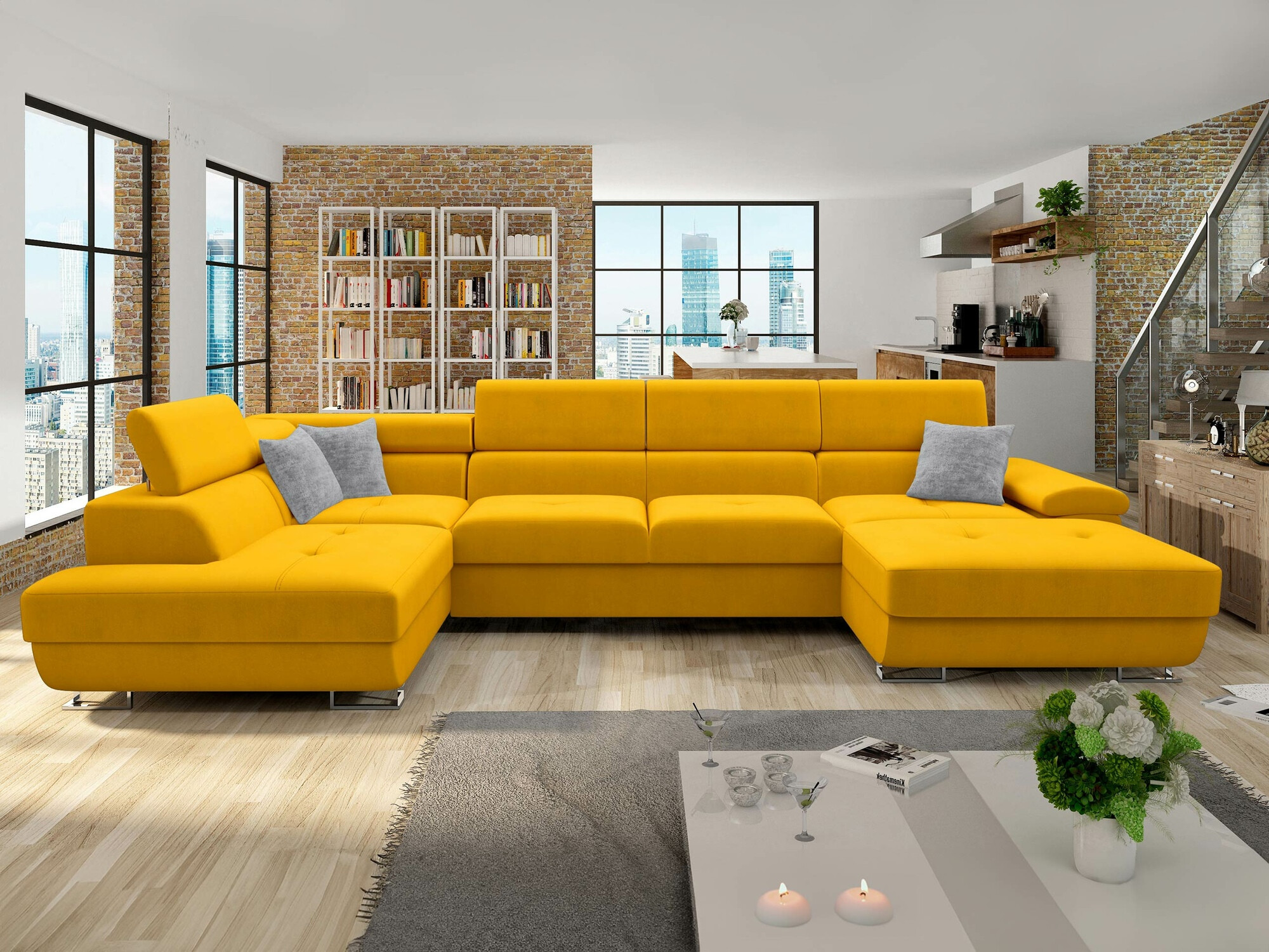 Corner sofa Comfivo Ruta VI (Venus Velvet 2916 + Miu 2059)