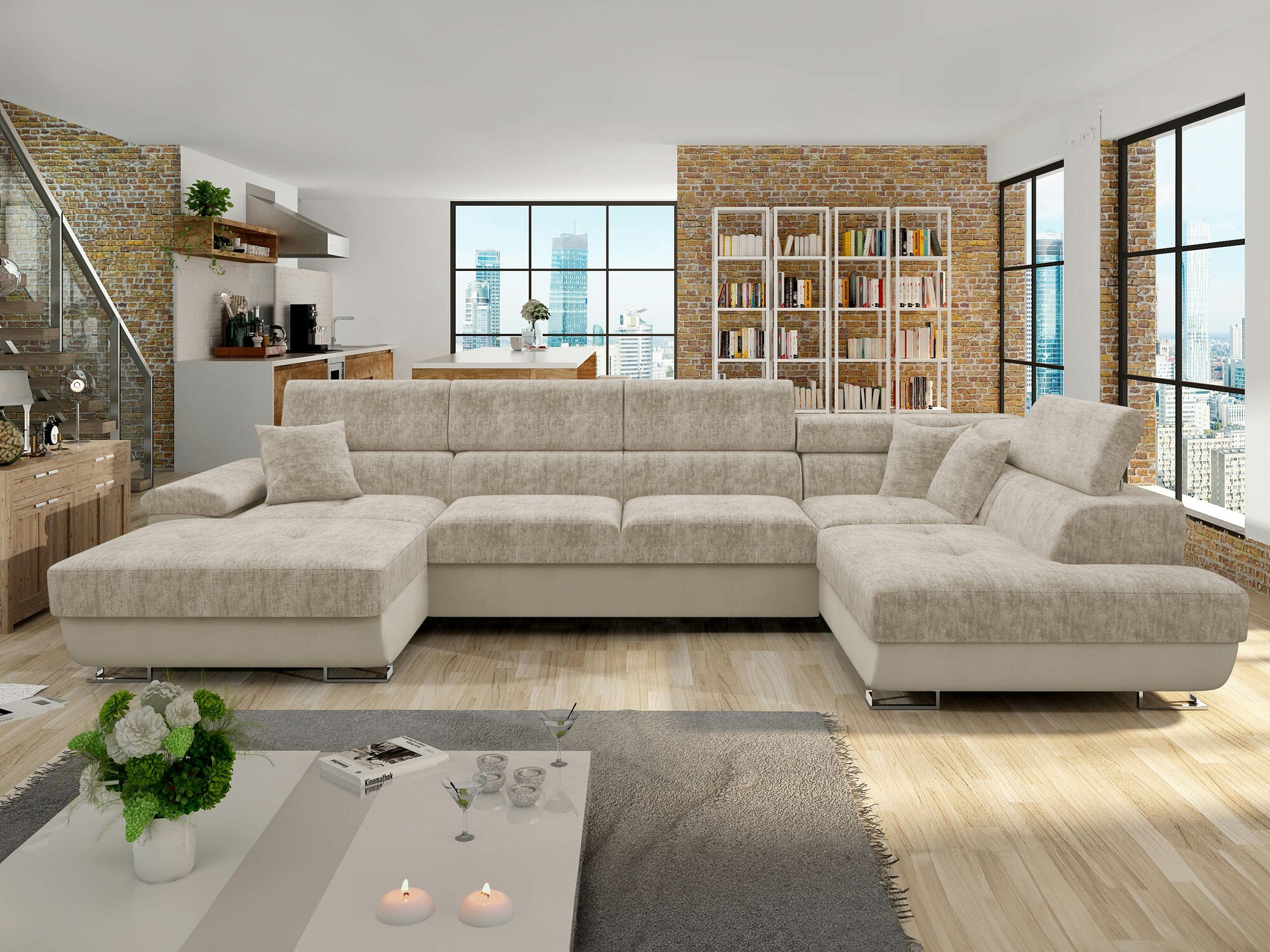 Corner sofa Comfivo Ruta VI (Venus Velvet 2927 + Miu 2041)