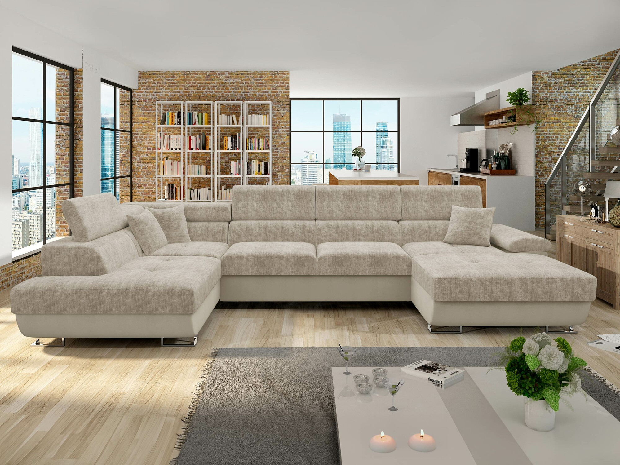 Corner sofa Comfivo Ruta VI (Venus Velvet 2927 + Miu 2041)