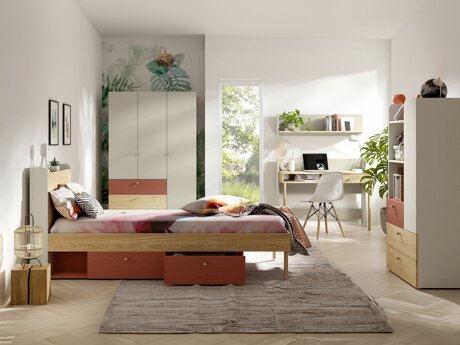 Children's room set Domcali 116 (Coral + Oak)