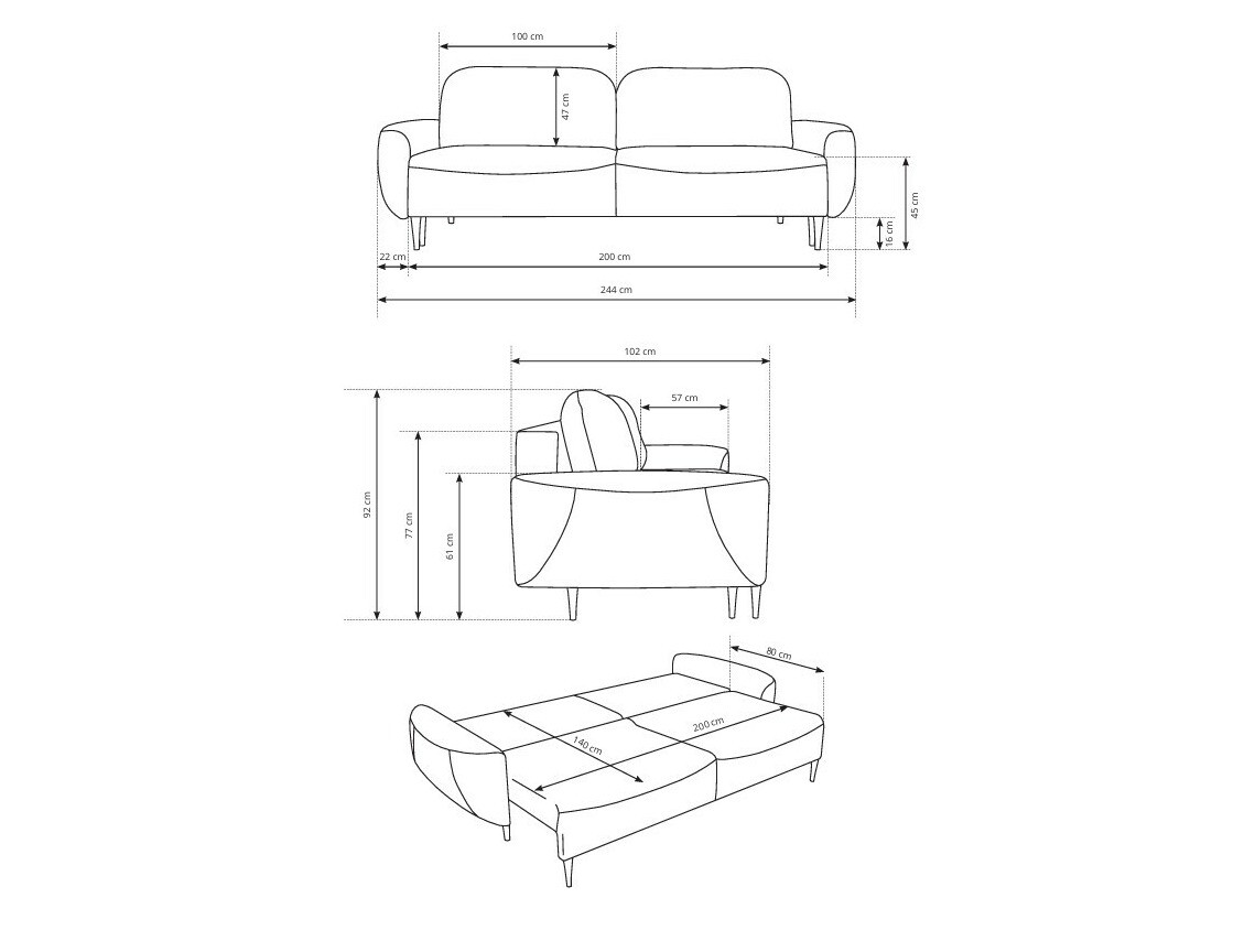 Sofa bed Kingston 142 (Ottawa 07)
