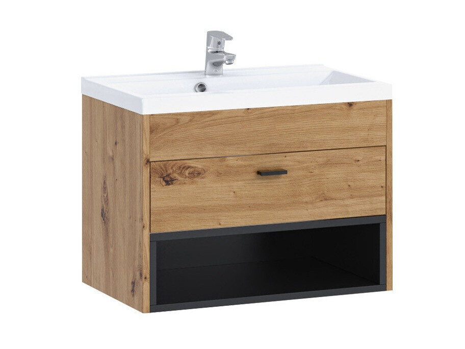 Wall-mounted bathroom cabinet for washbasin Baltesi 118 (Artisan oak + Black)