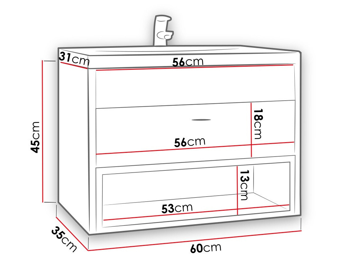Wall-mounted bathroom cabinet for washbasin Velum (White + Artisan oak)