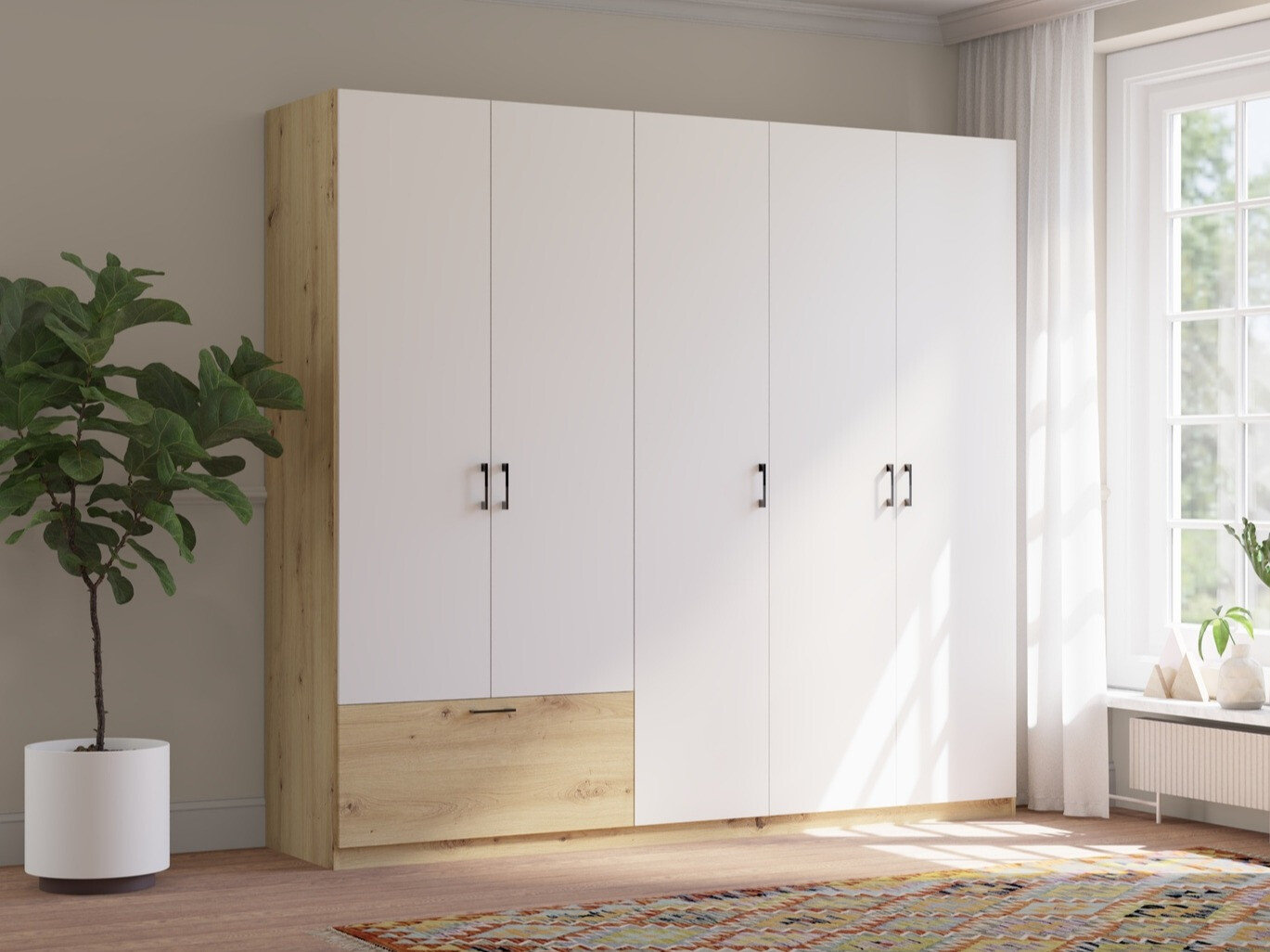 Wardrobe Bristol 249 (Artisan oak + White)
