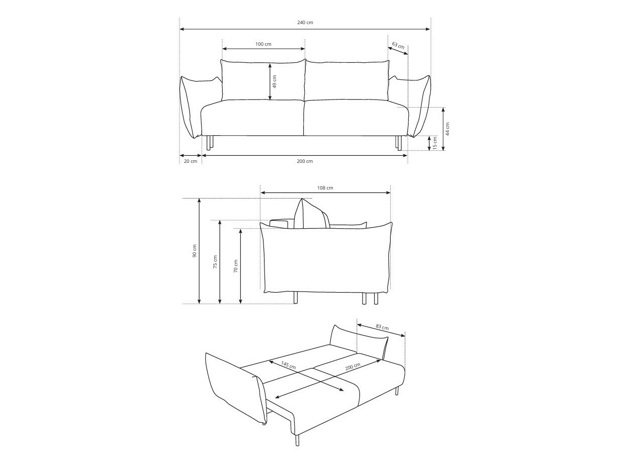 Sofa bed Kingston 131 (Horizon 08)
