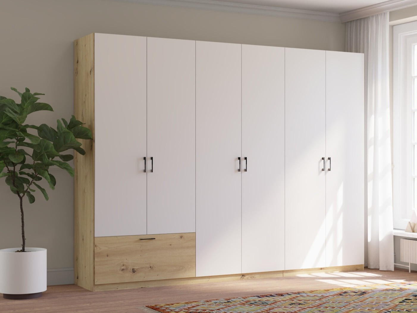 Wardrobe Bristol 250 (Artisan oak + White)