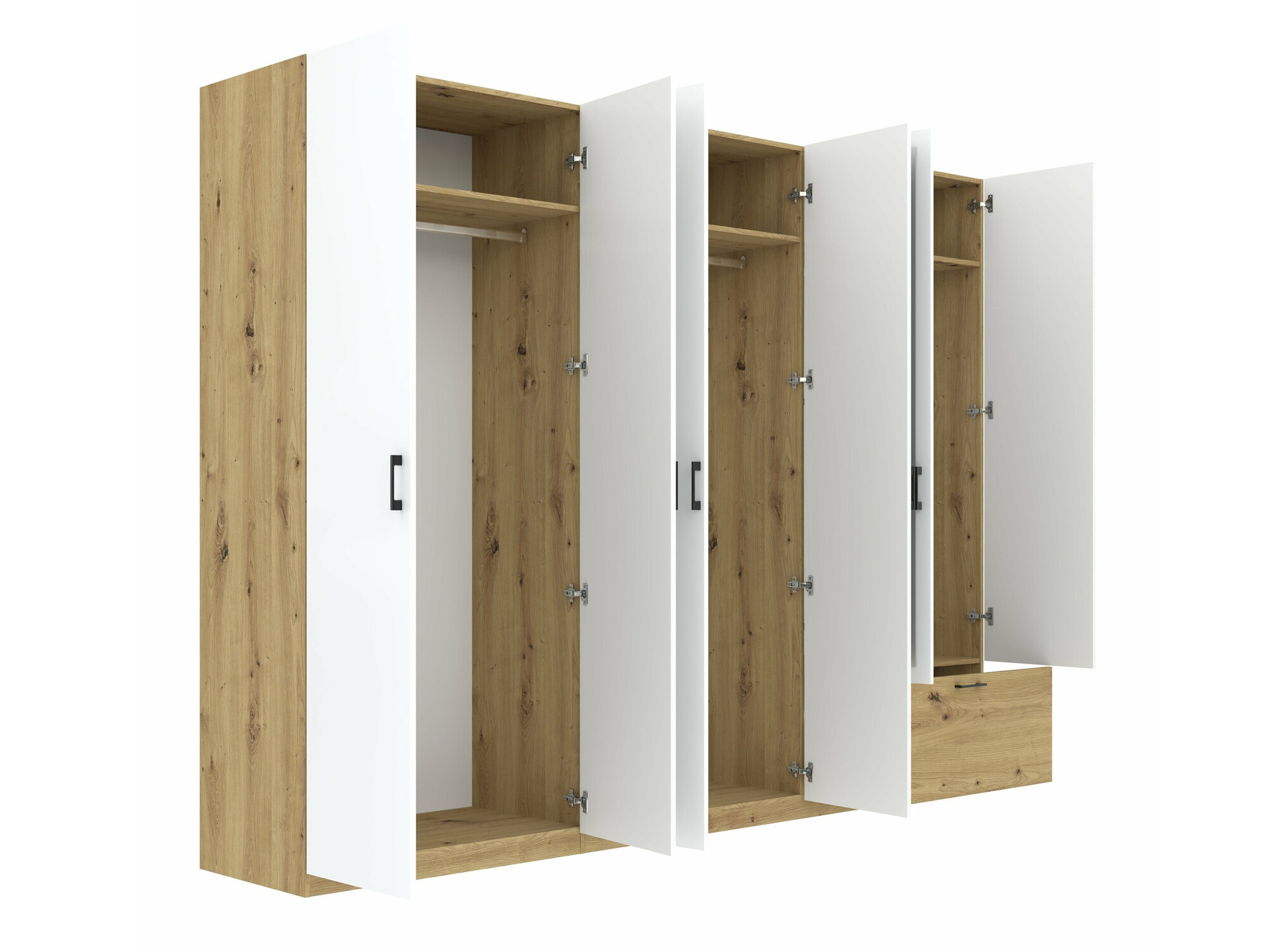 Wardrobe Bristol 250 (Artisan oak + White)