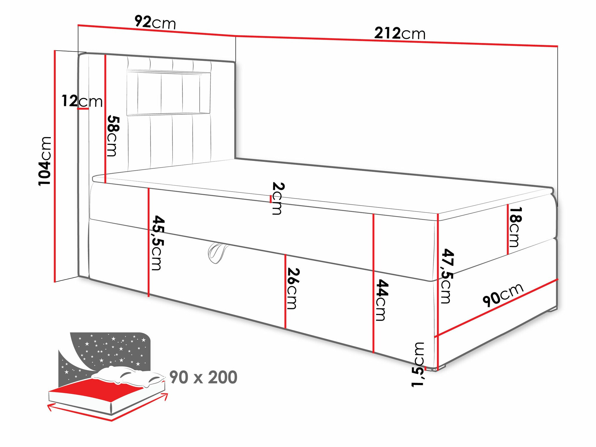 Continental bed Lucus V (Soft 017 + Fresh 11)