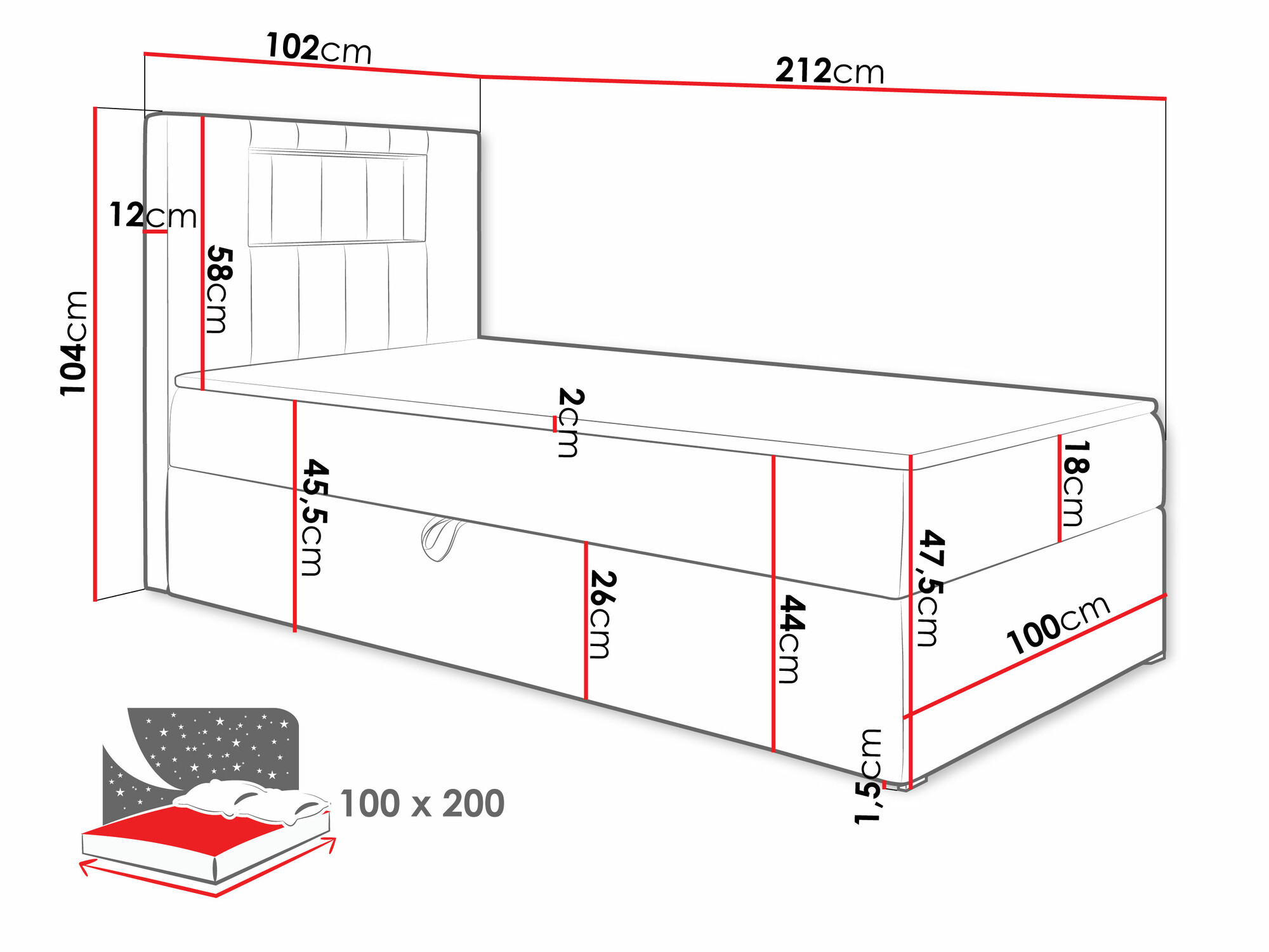 Continental bed Lucus V (Soft 017 + Fresh 37)