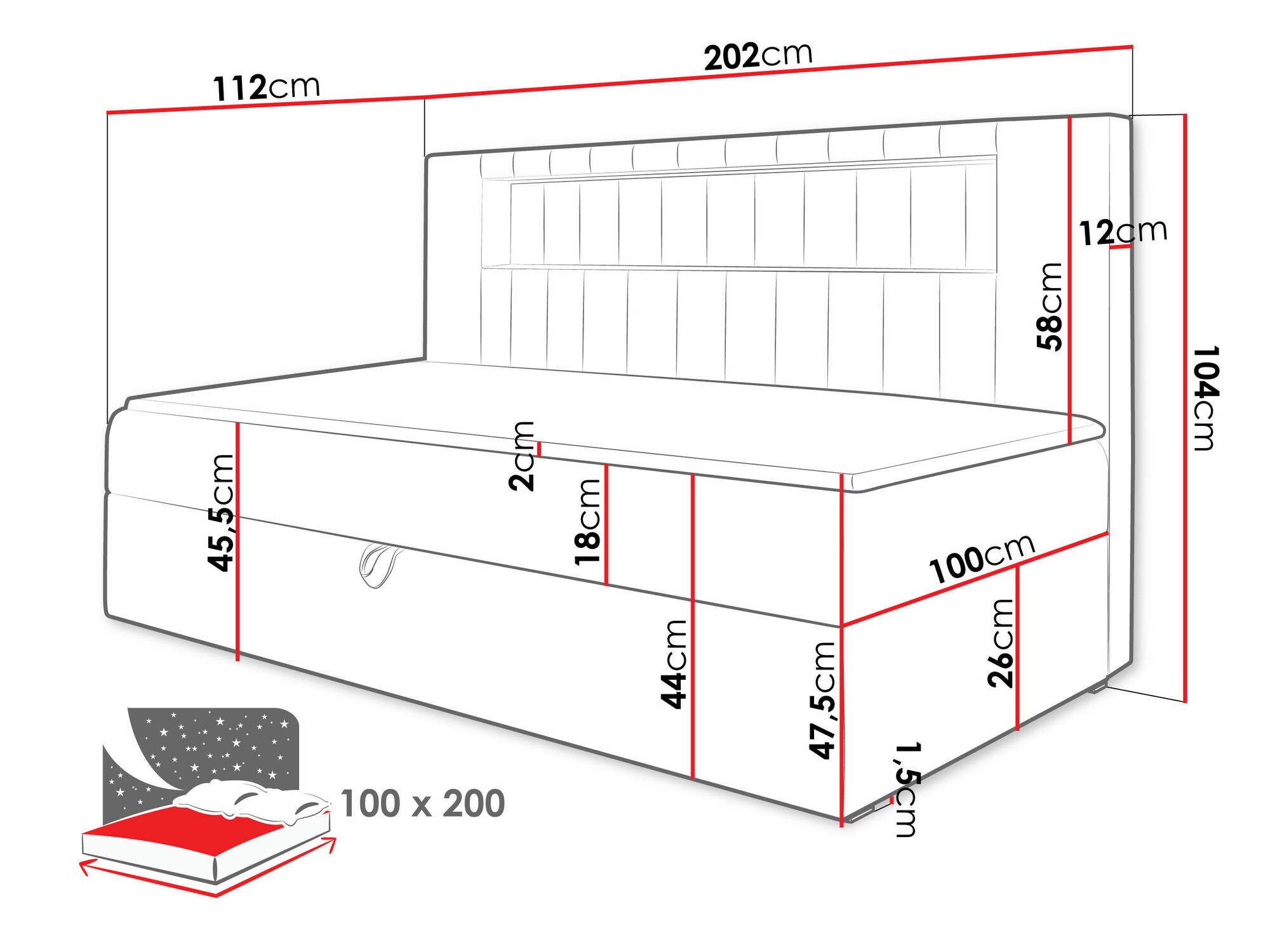 Continental bed Lucus IV (Soft 017 + Fresh 37)
