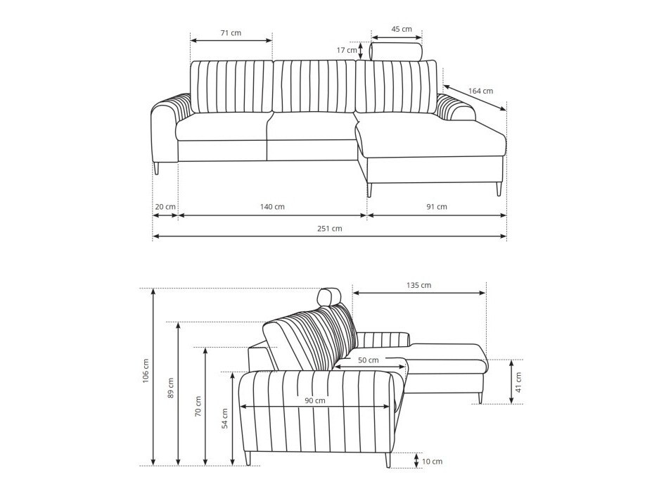 Corner sofa Kingston 165 (Velluto 33)