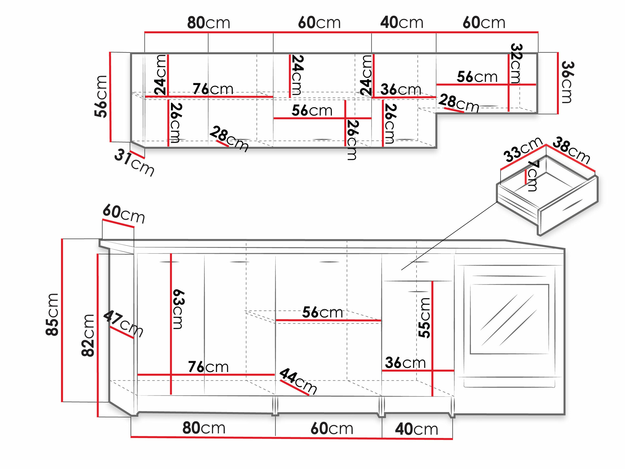 Kitchen set Trenton 105 (Artisan oak + Black)
