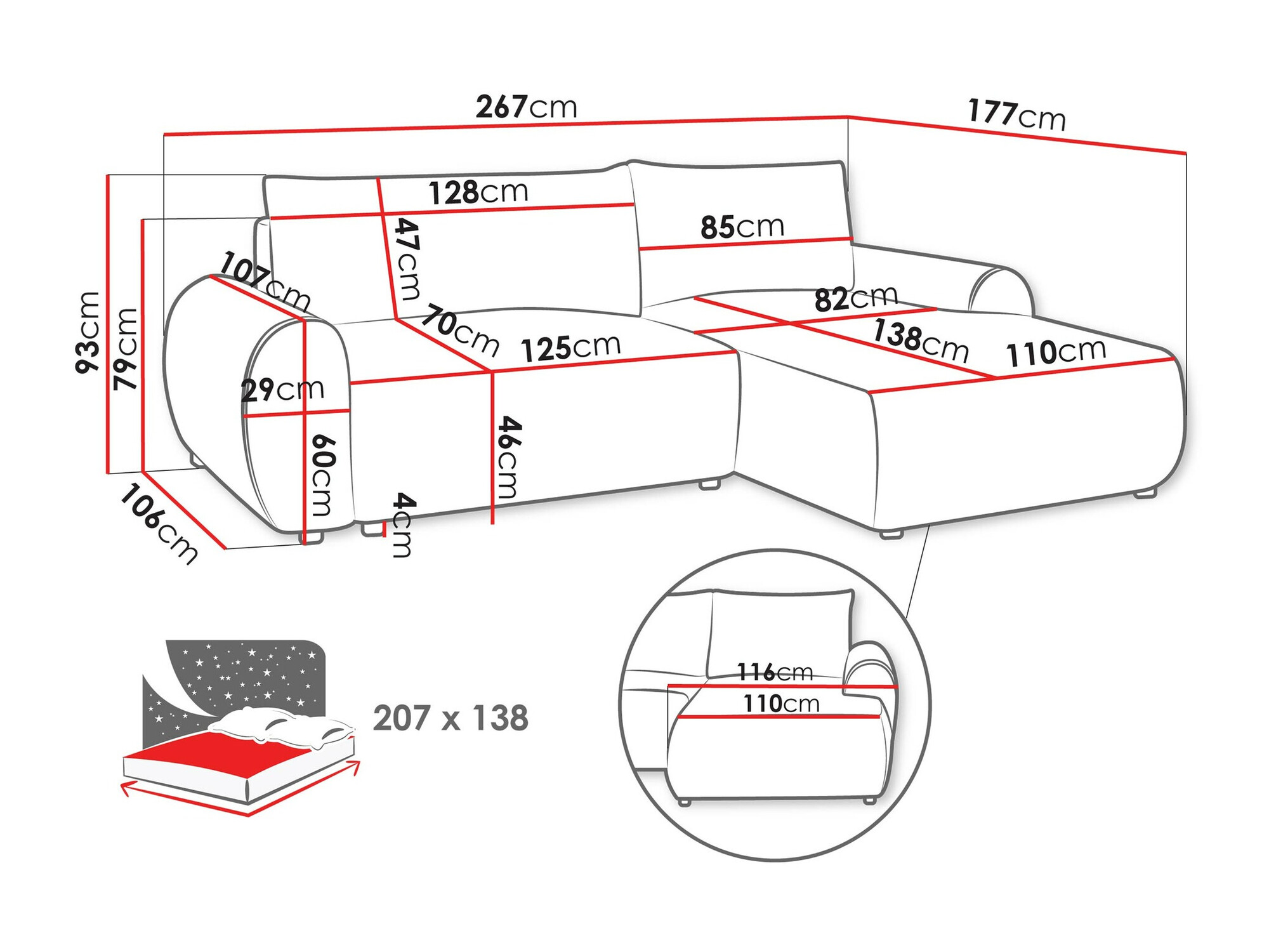 Corner sofa TrendyNest Strigina (Tilia 86)
