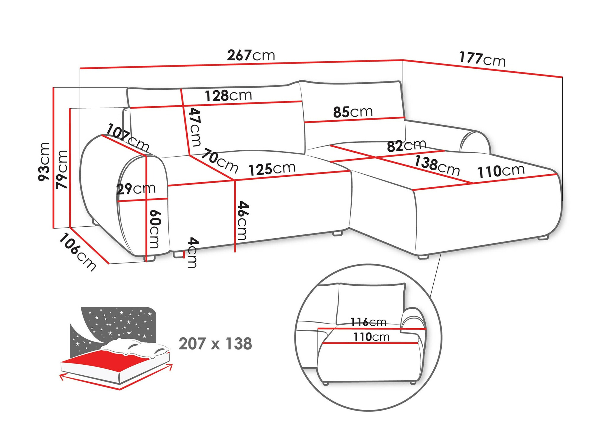 Corner sofa TrendyNest Strigina (Tilia 90)