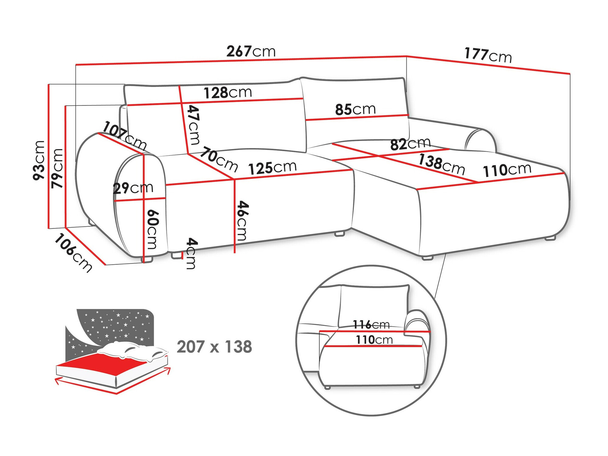 Corner sofa TrendyNest Strigina (Tilia 90)