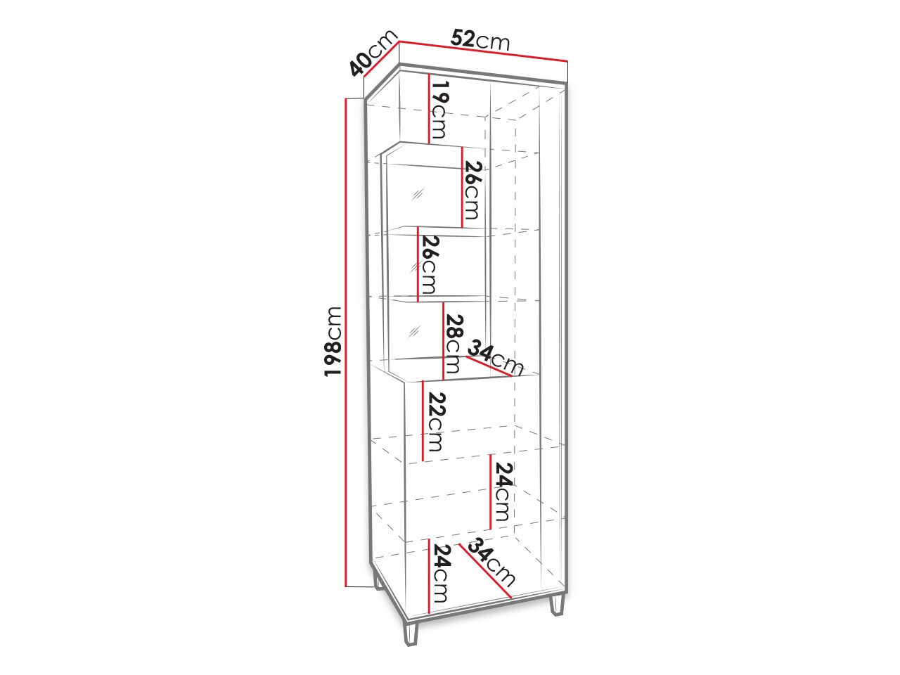 Bookcase Florem I (White + Glossy white)