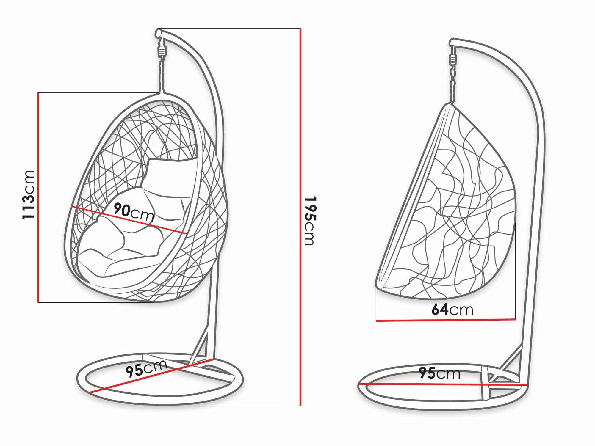 Hanging chair Comfivo 505 (Black + Cream)