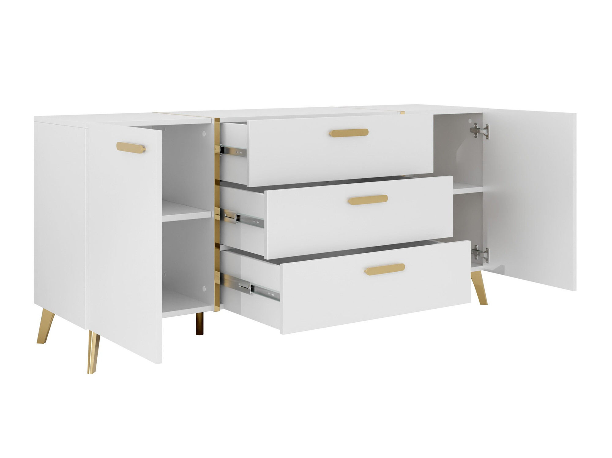 Chest of drawers Comfivo Capella I (White + Glossy white)