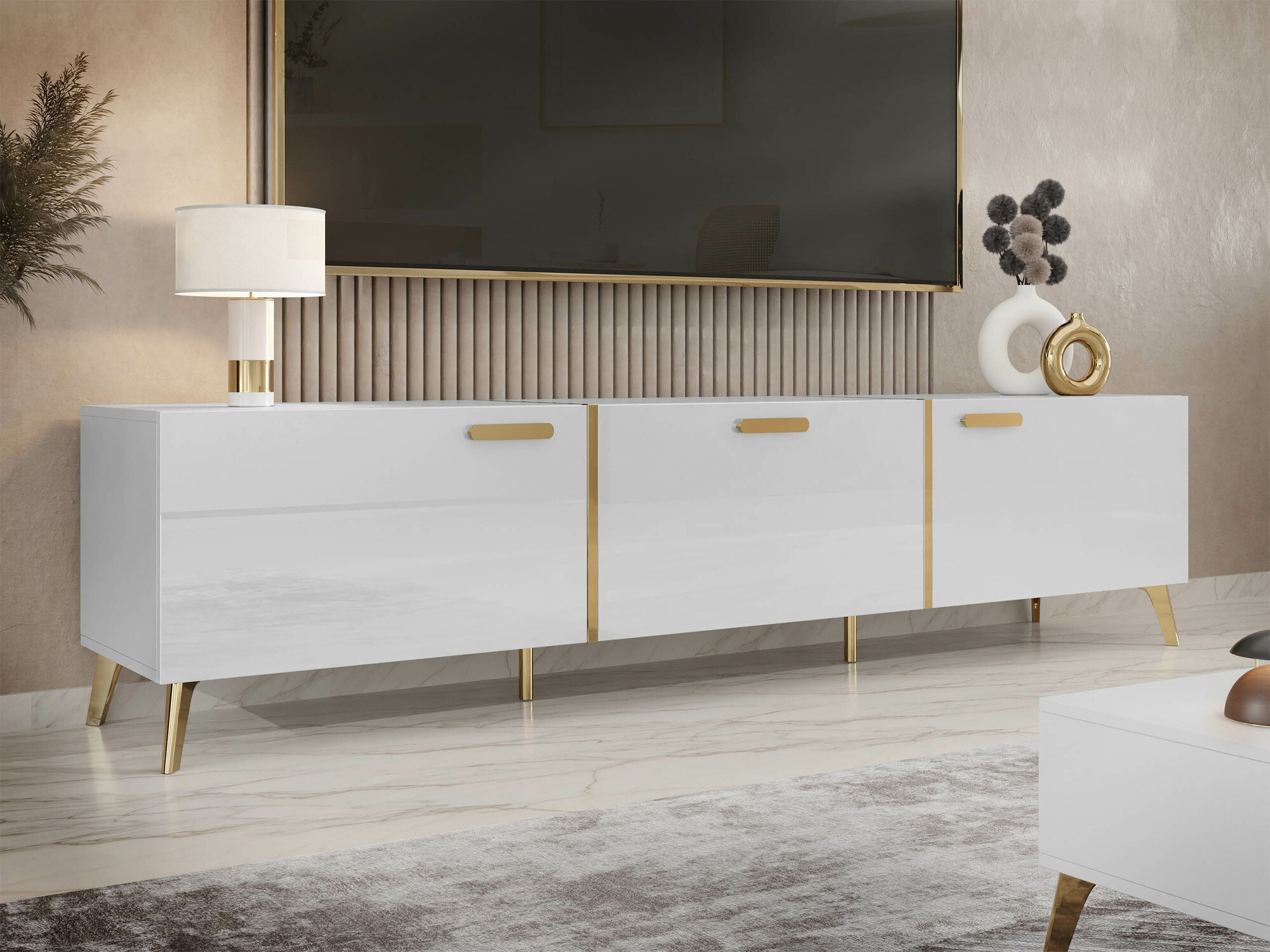 TV stand Comfivo Capella I (White + Glossy white)