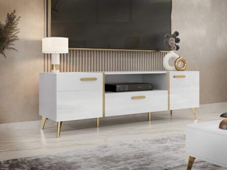 TV stand Teslomo 100 (White + Glossy white)
