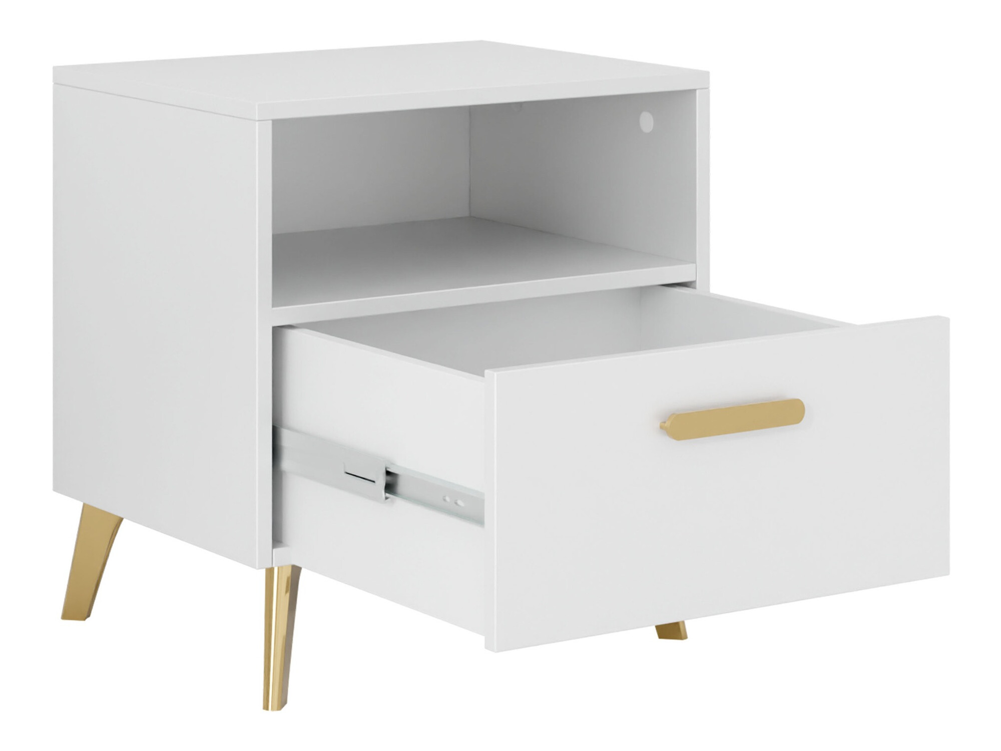 Bedside table Comfivo Capella (White + Glossy white)