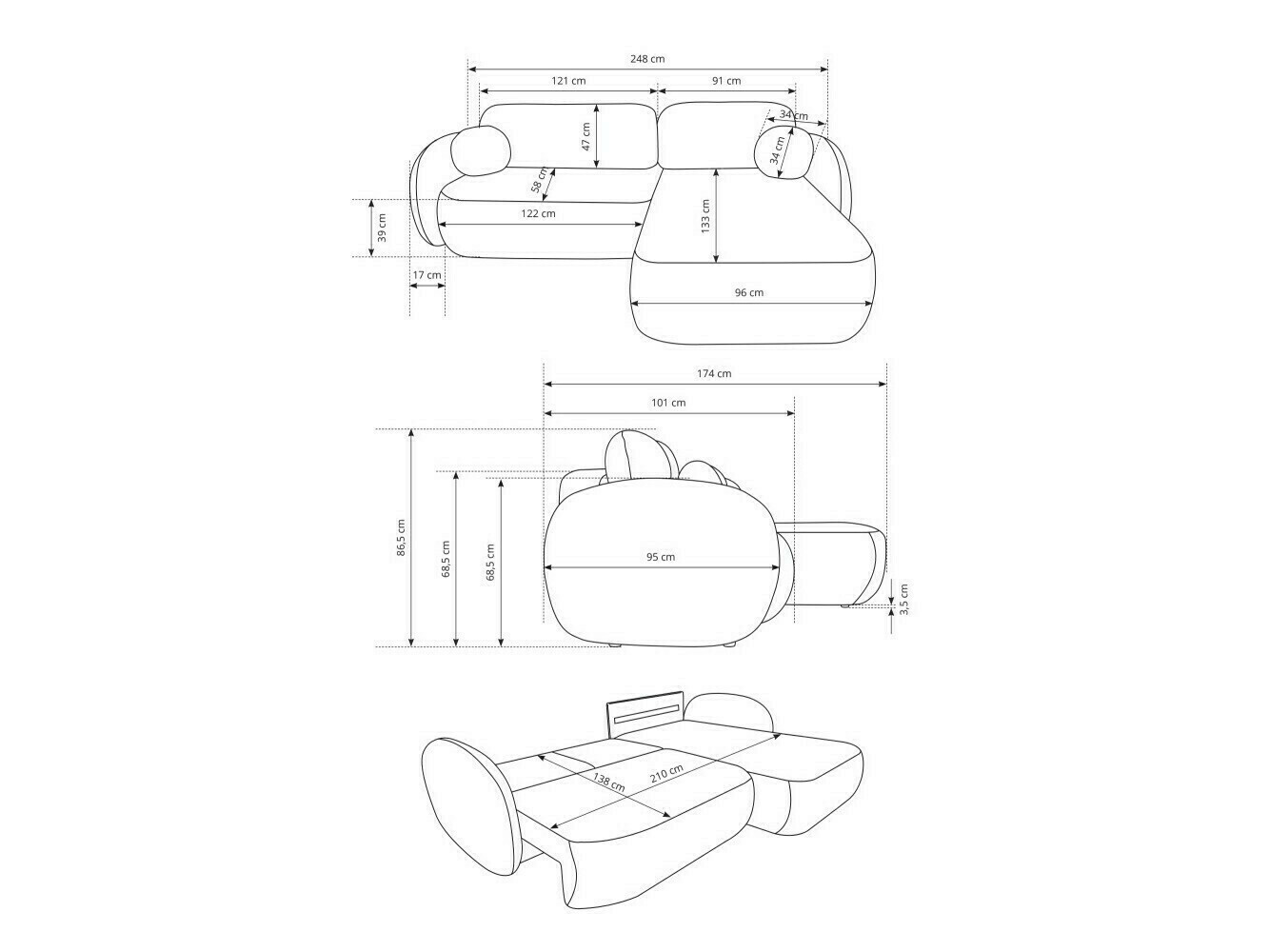 Corner sofa Kingston 140 (Abriamo 03)