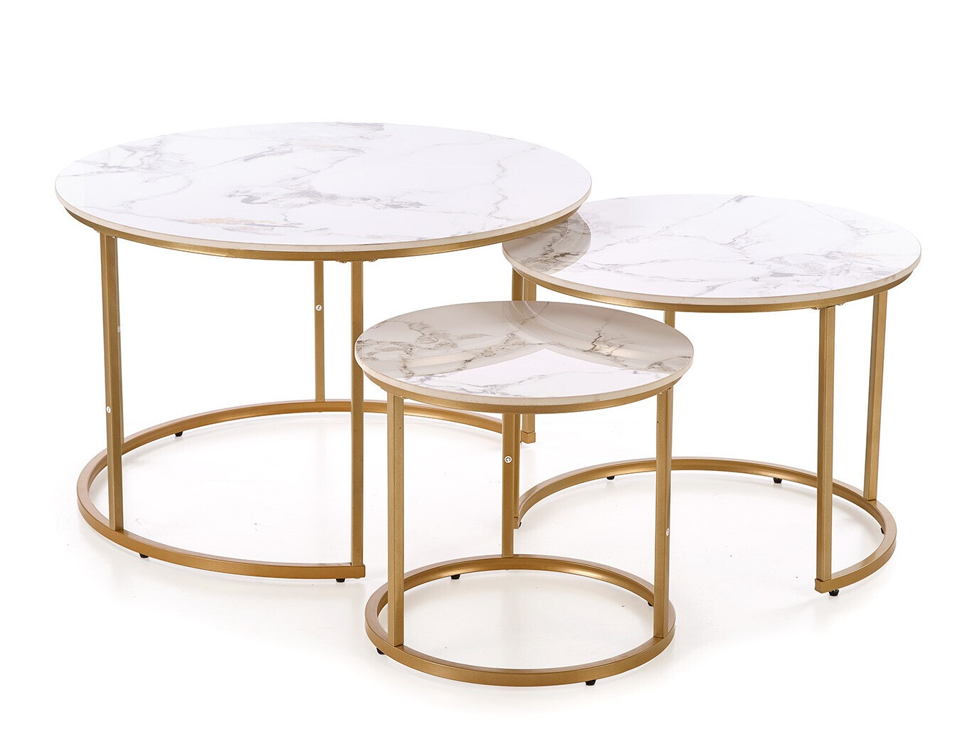 Nest of coffee tables Houston 1884 (Golden + White marble)