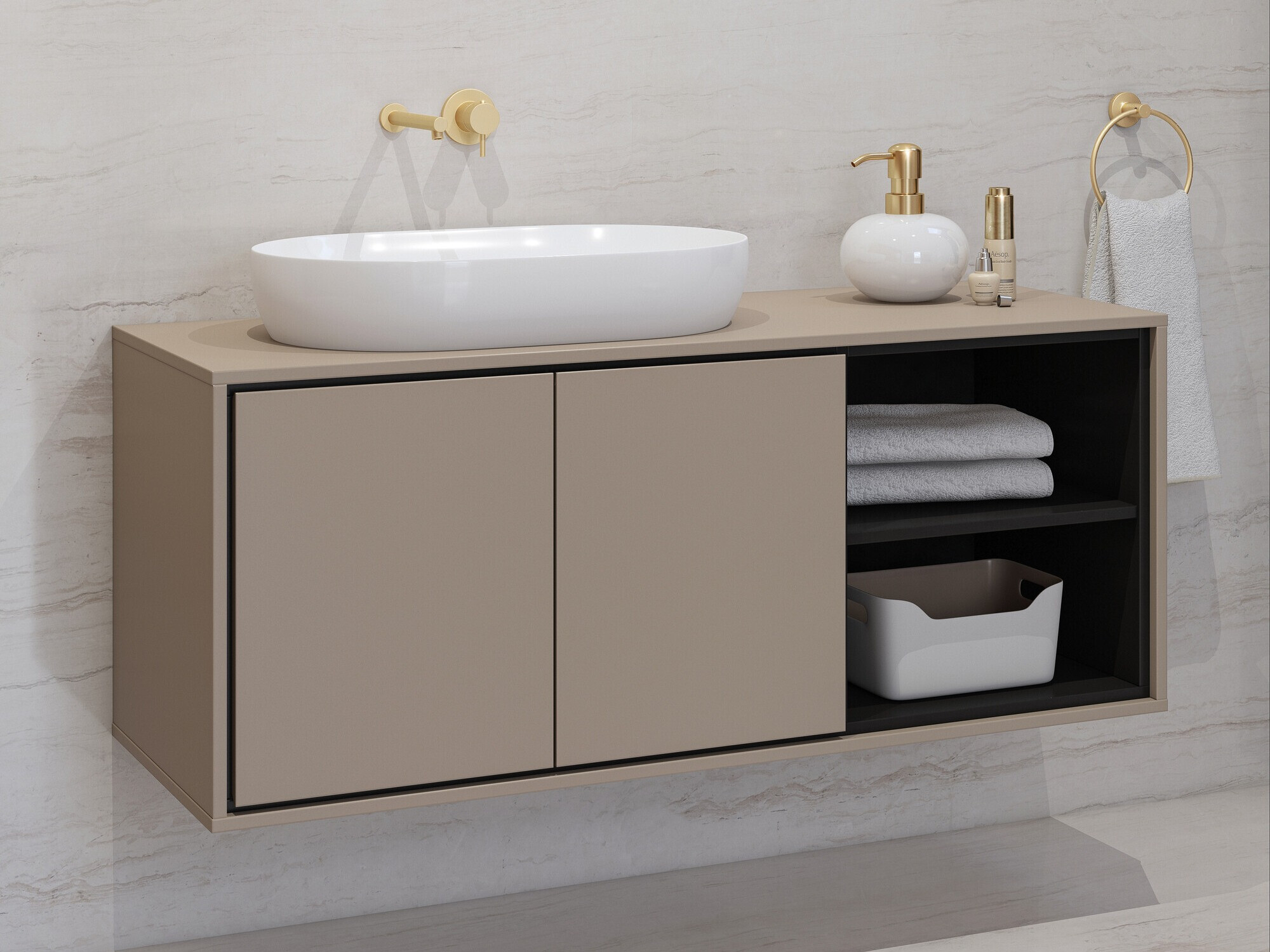 Wall-mounted bathroom cabinet Tecavu 104 (Congo)