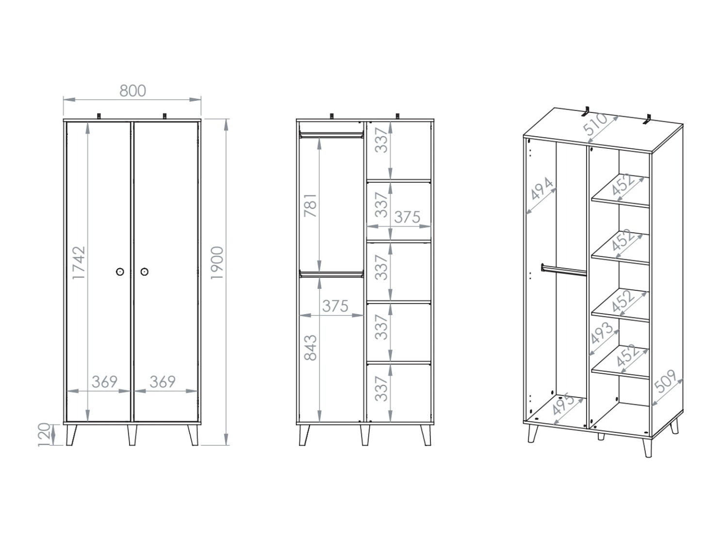 Wardrobe Tortoli 101 (Pink)