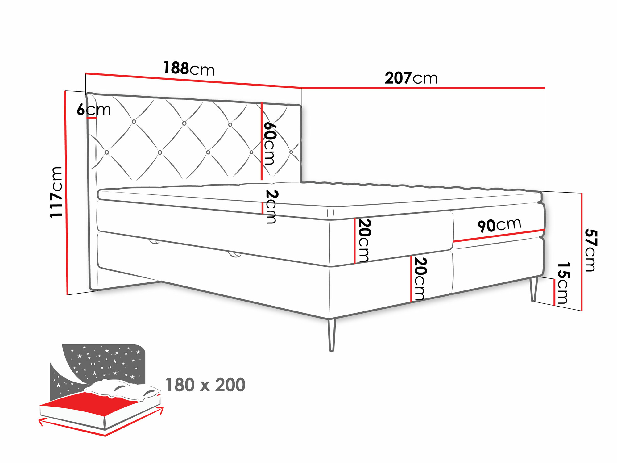 Continental bed ComfiDream Myrel (Verita 98)