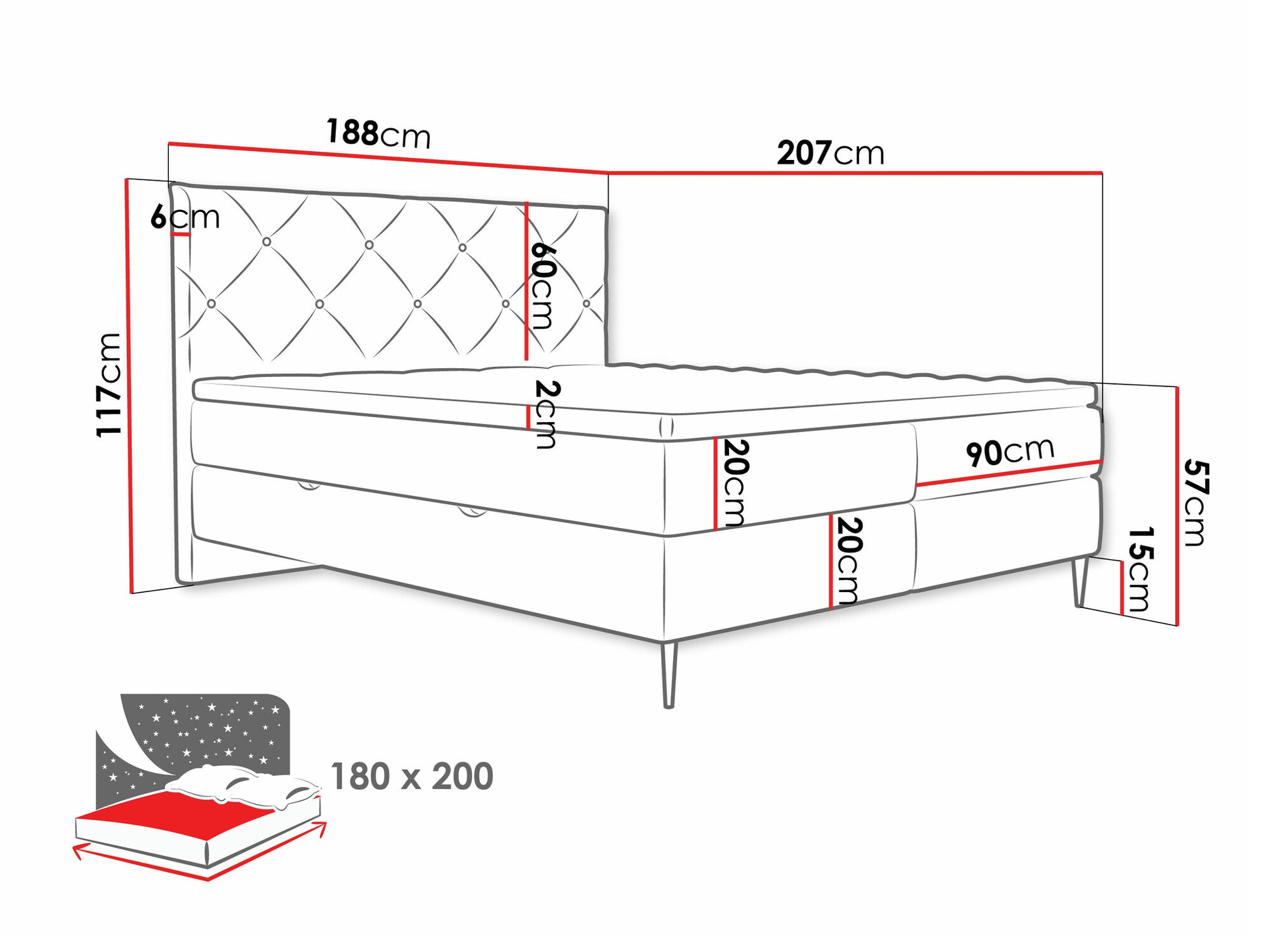 Continental bed ComfiDream Myrel (Verita 03)