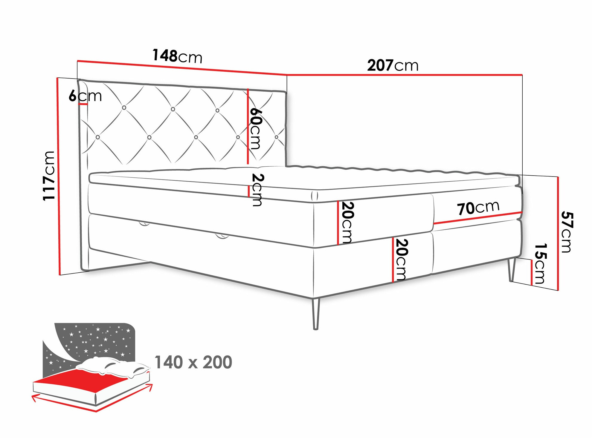 Continental bed ComfiDream Myrel (Verita 16)